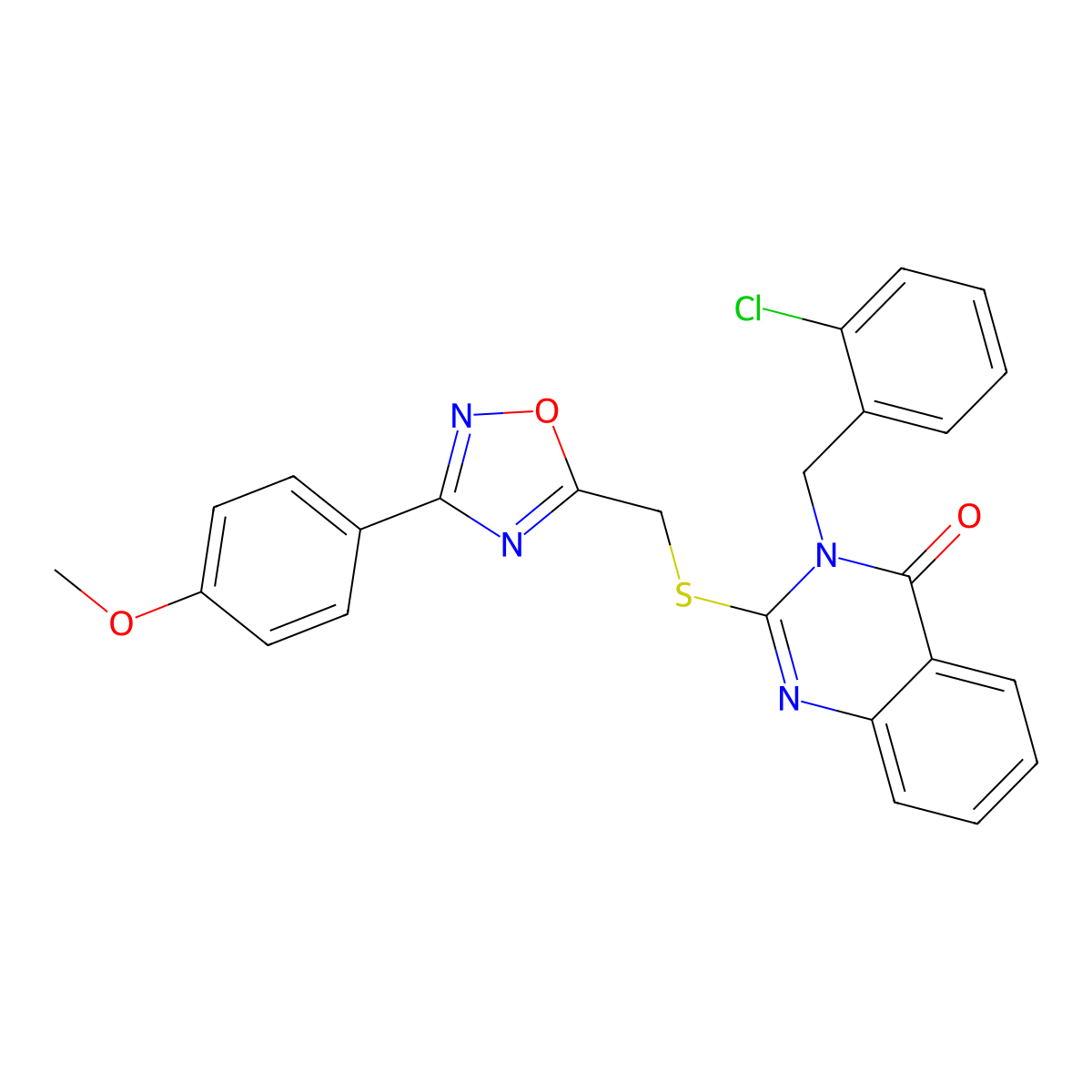 3-(2-chlorobenzyl)-2-(((3-(4-methoxyphenyl)-1,2,4-oxadiazol-5-yl)methyl)thio)quinazolin-4(3H)-one molecular structure, CAS 2034400-49-0