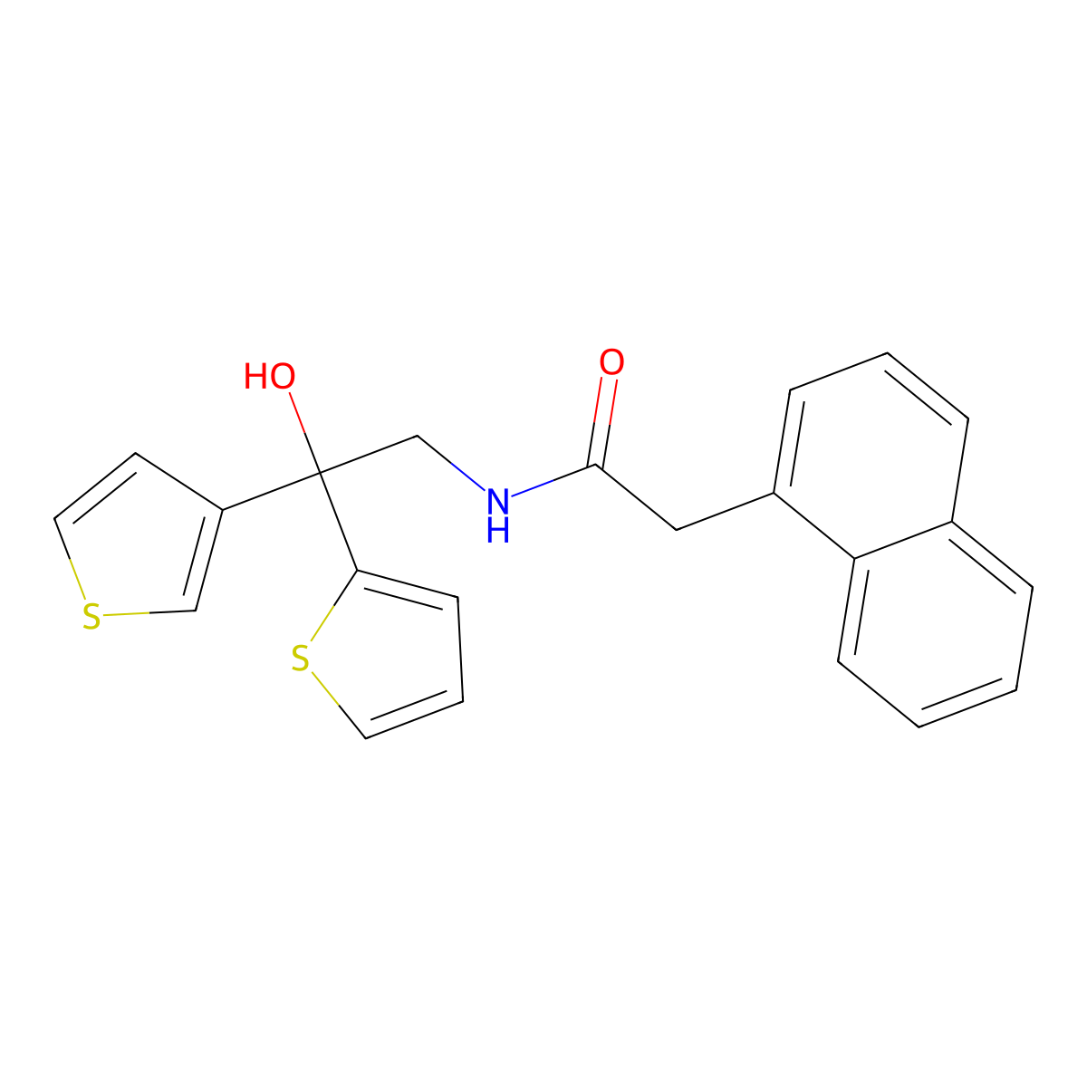 N-(2-hydroxy-2-(thiophen-2-yl)-2-(thiophen-3-yl)ethyl)-2-(naphthalen-1-yl)acetamide molecular structure, CAS 2034400-60-5