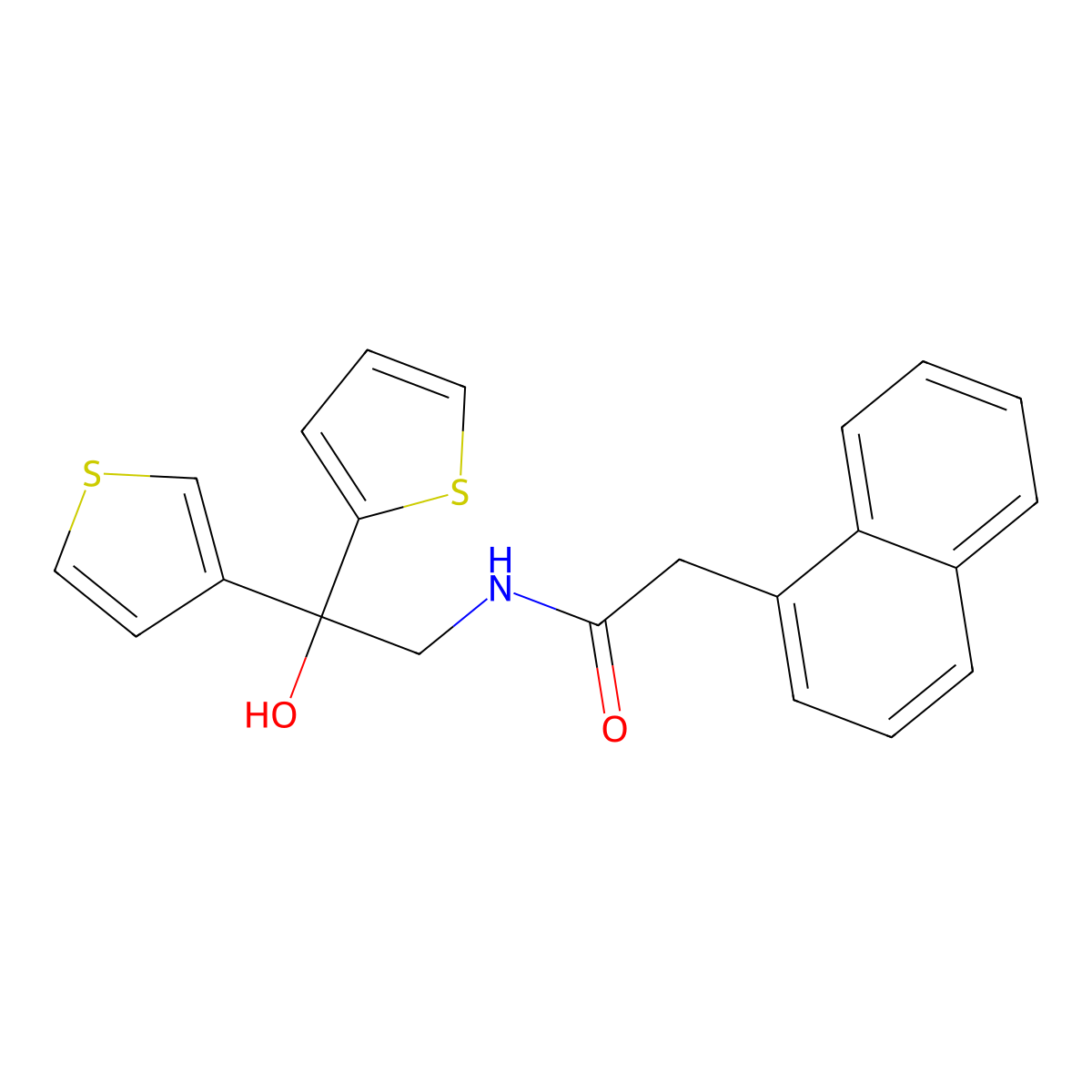 N-(2-hydroxy-2-(thiophen-2-yl)-2-(thiophen-3-yl)ethyl)-2-(naphthalen-1-yl)acetamide molecular structure, CAS 2034400-60-5