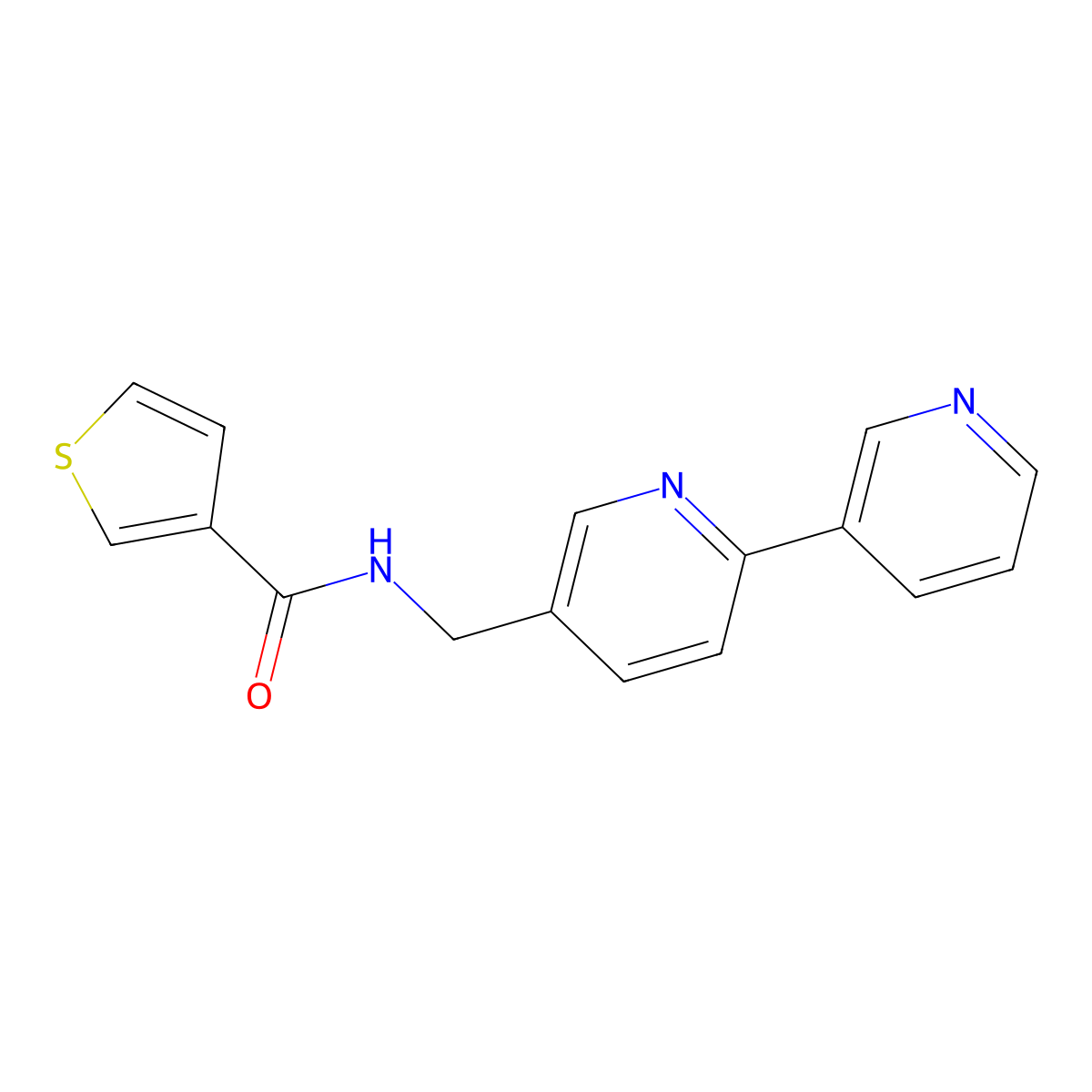 N-({[2,3'-bipyridine]-5-yl}methyl)thiophene-3-carboxamide molecular structure, CAS 2034400-62-7