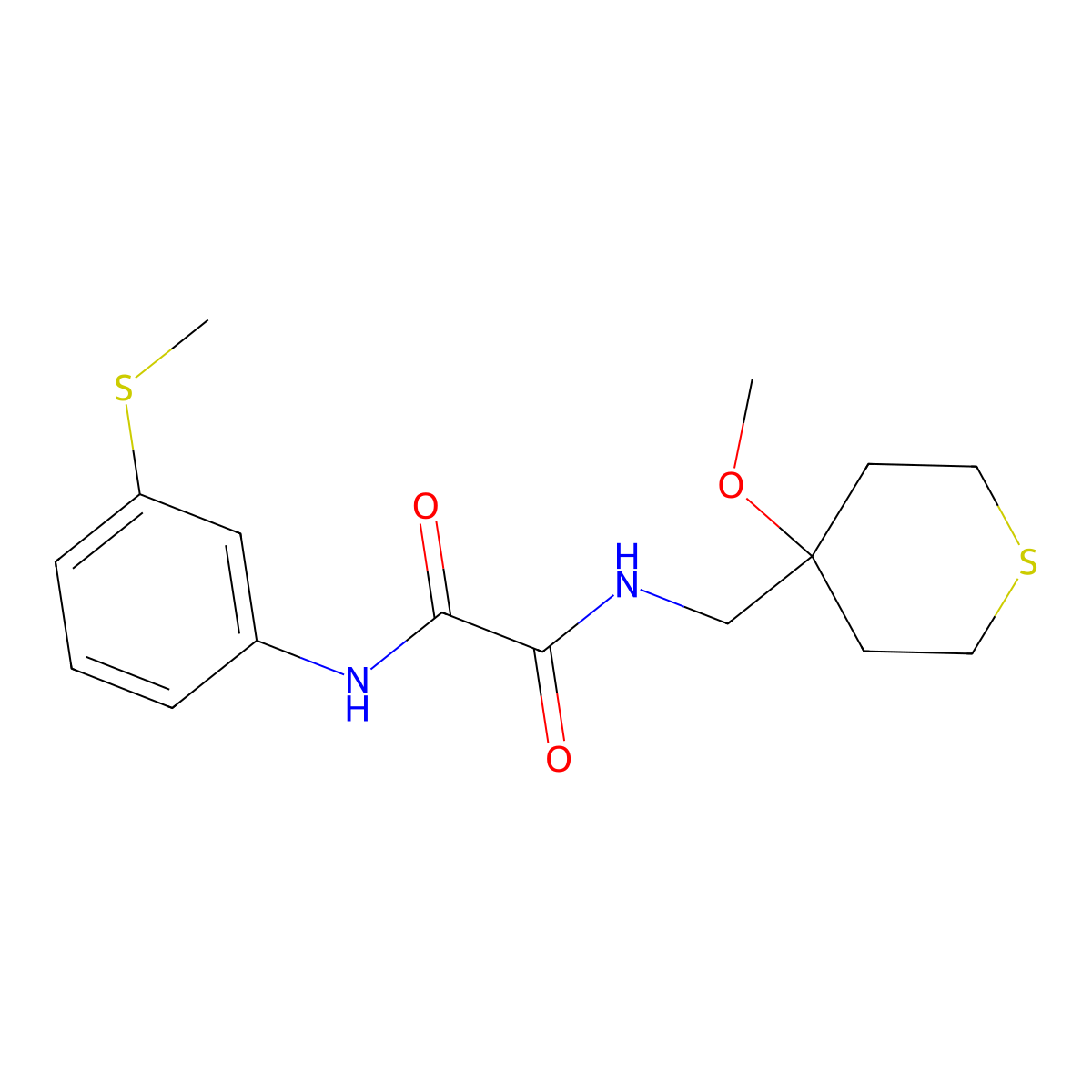 N1-((4-methoxytetrahydro-2H-thiopyran-4-yl)methyl)-N2-(3-(methylthio)phenyl)oxalamide molecular structure, CAS 2034400-63-8