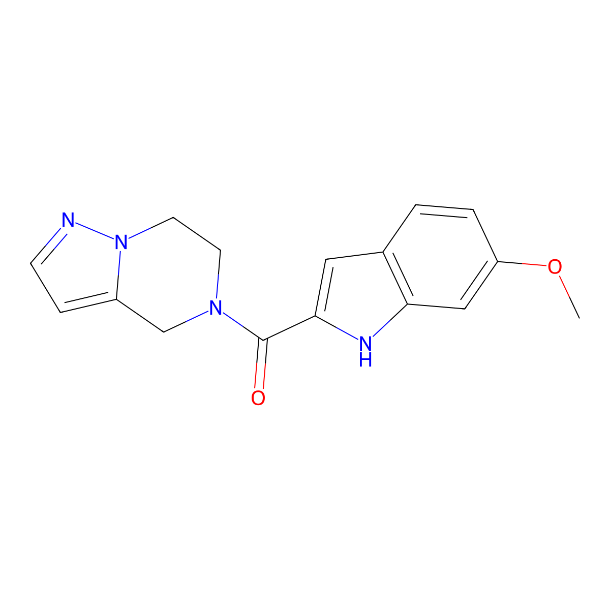 (6,7-dihydropyrazolo[1,5-a]pyrazin-5(4H)-yl)(6-methoxy-1H-indol-2-yl)methanone molecular structure, CAS 2034400-68-3