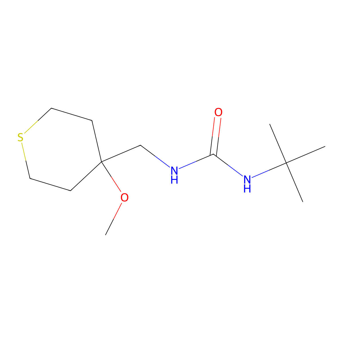 1-(tert-butyl)-3-((4-methoxytetrahydro-2H-thiopyran-4-yl)methyl)urea molecular structure, CAS 2034400-70-7