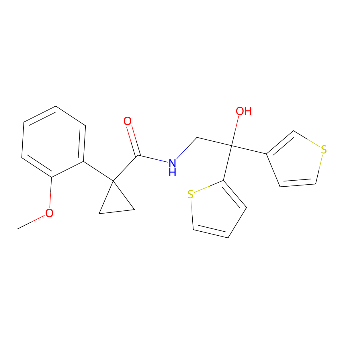 N-(2-hydroxy-2-(thiophen-2-yl)-2-(thiophen-3-yl)ethyl)-1-(2-methoxyphenyl)cyclopropanecarboxamide molecular structure, CAS 2034400-71-8