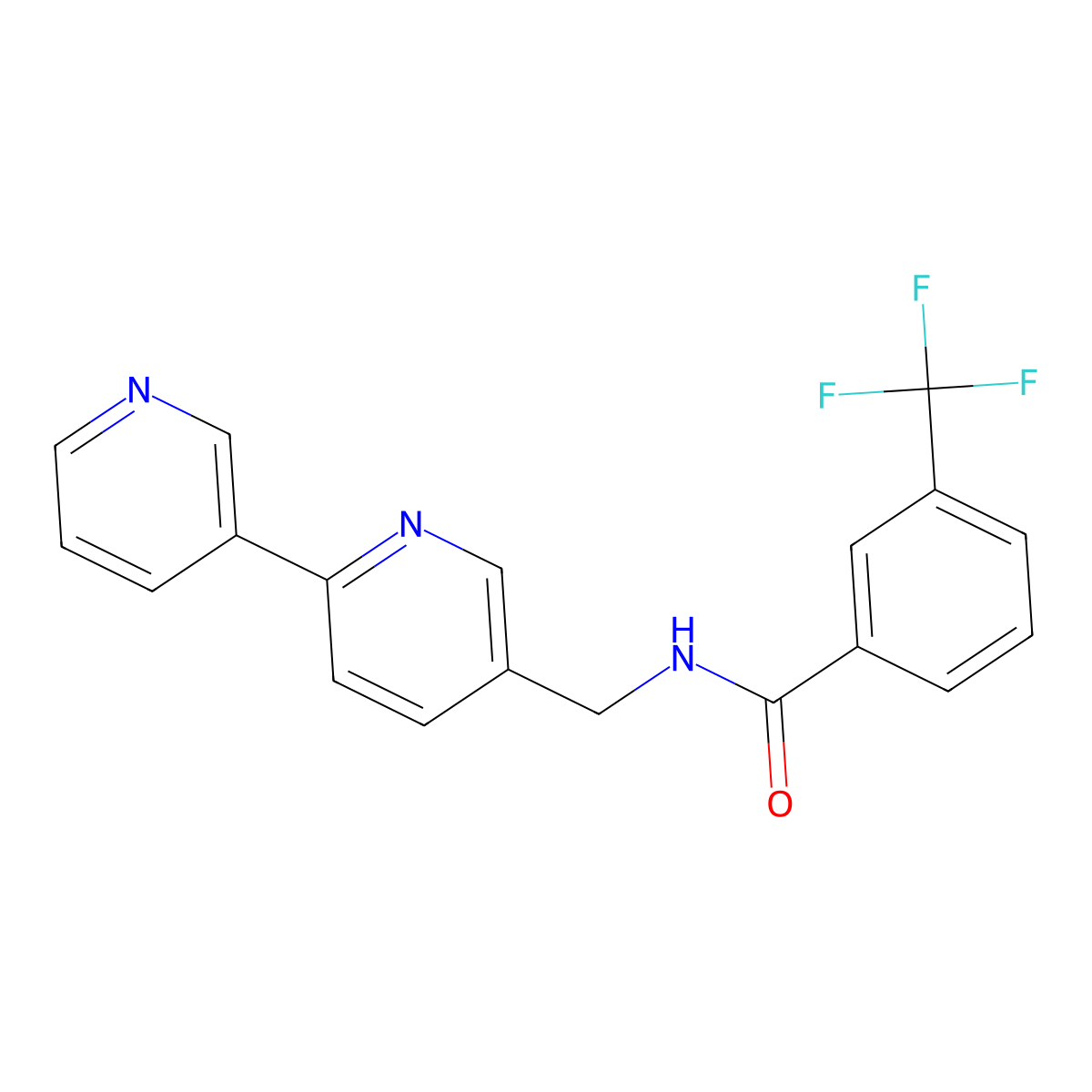 N-([2,3'-bipyridin]-5-ylmethyl)-3-(trifluoromethyl)benzamide molecular structure, CAS 2034400-72-9