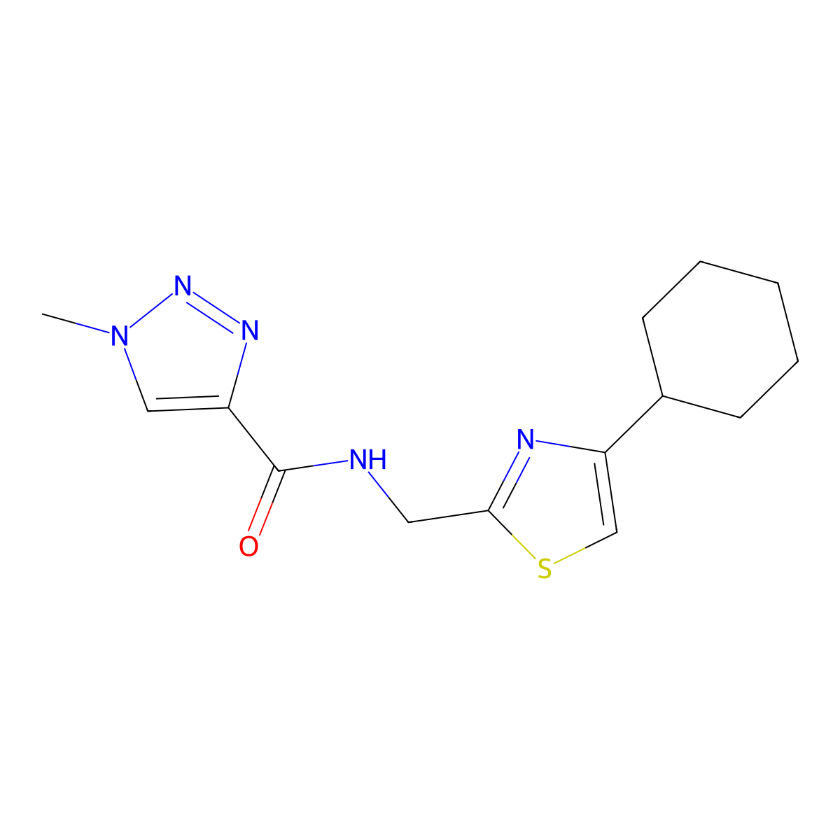 N-((4-cyclohexylthiazol-2-yl)methyl)-1-methyl-1H-1,2,3-triazole-4-carboxamide molecular structure, CAS 2034400-74-1