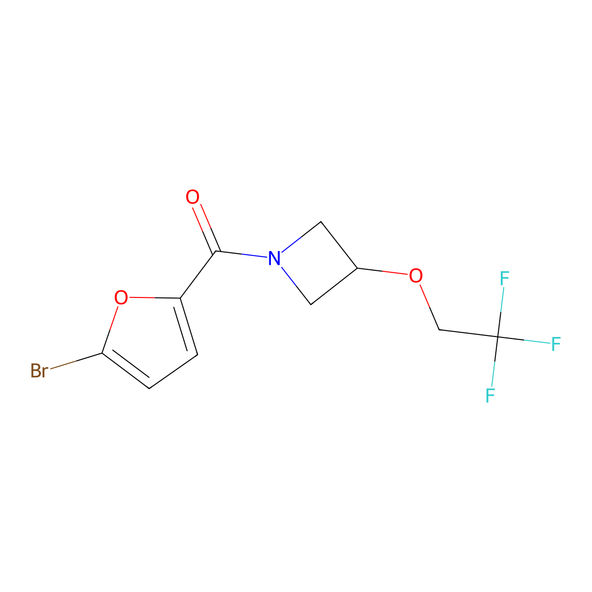(5-Bromofuran-2-yl)(3-(2,2,2-trifluoroethoxy)azetidin-1-yl)methanone molecular structure, CAS 2034400-80-9