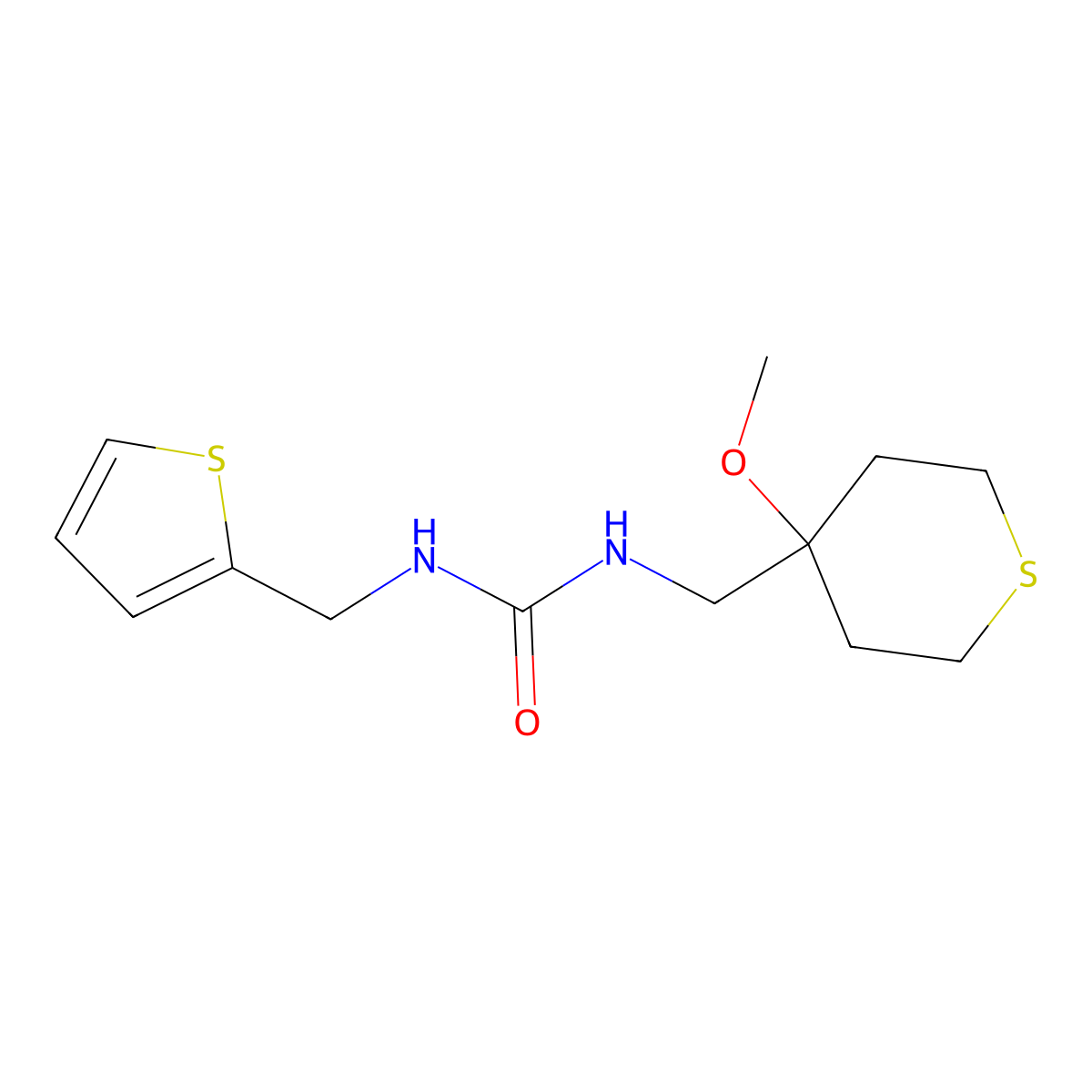 1-((4-methoxytetrahydro-2H-thiopyran-4-yl)methyl)-3-(thiophen-2-ylmethyl)urea molecular structure, CAS 2034400-88-7