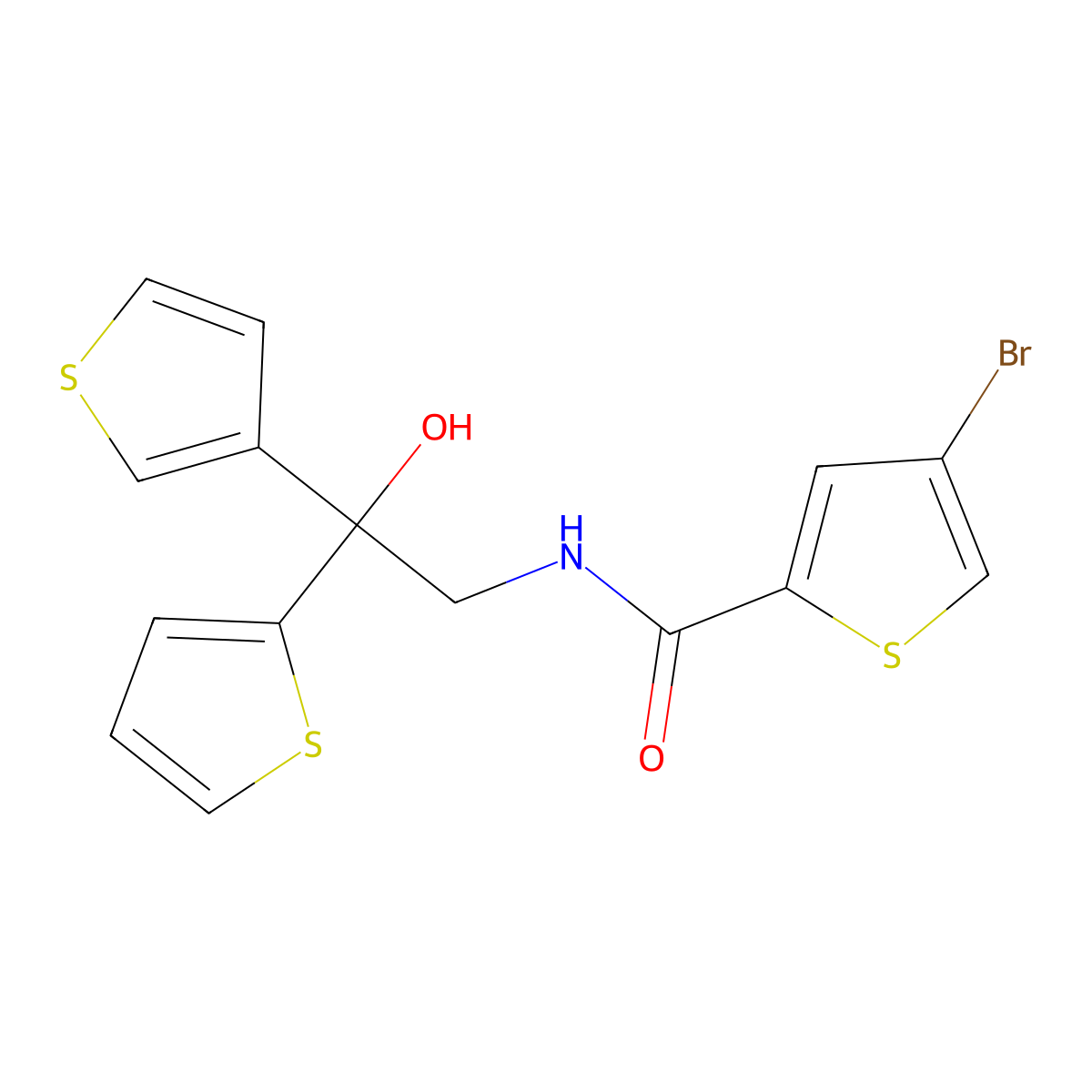 4-bromo-N-(2-hydroxy-2-(thiophen-2-yl)-2-(thiophen-3-yl)ethyl)thiophene-2-carboxamide molecular structure, CAS 2034400-90-1