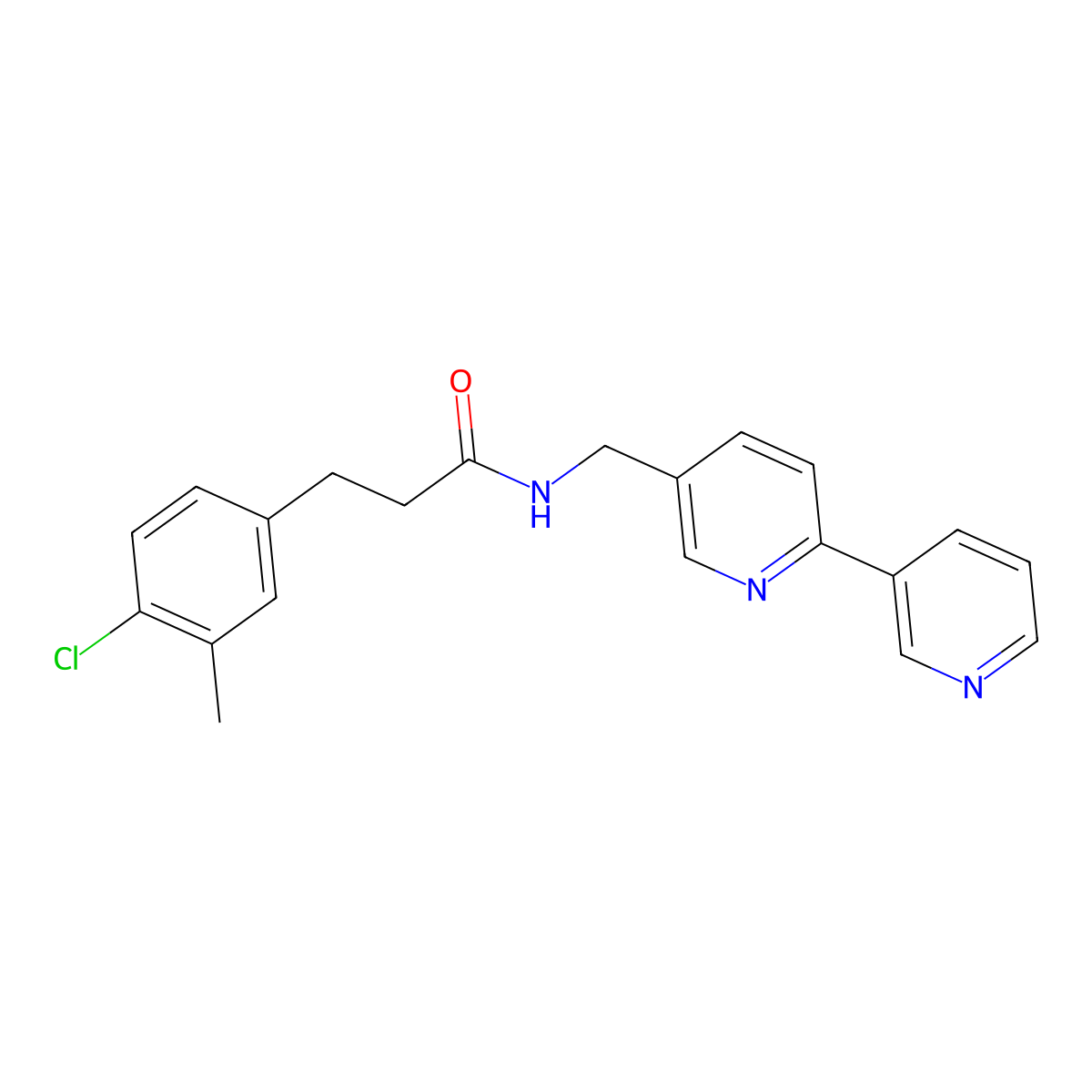 N-({[2,3'-bipyridine]-5-yl}methyl)-3-(4-chloro-3-methylphenyl)propanamide molecular structure, CAS 2034400-96-7