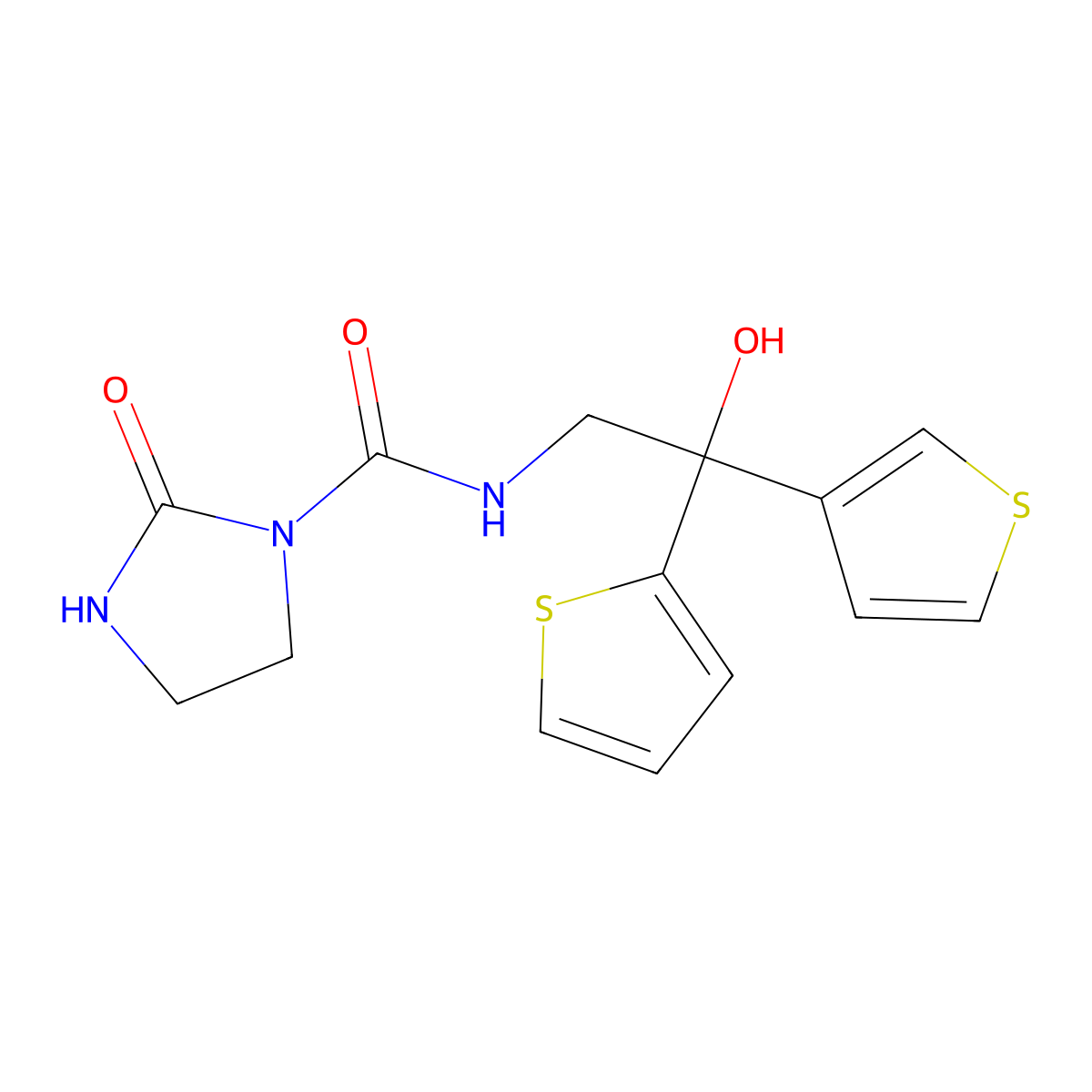 N-[2-hydroxy-2-(thiophen-2-yl)-2-(thiophen-3-yl)ethyl]-2-oxoimidazolidine-1-carboxamide molecular structure, CAS 2034400-97-8