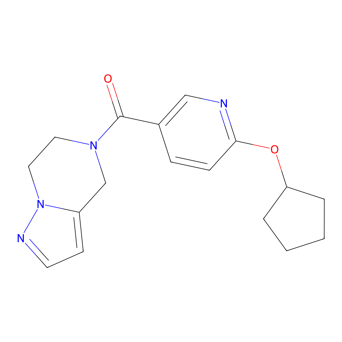 (6-(cyclopentyloxy)pyridin-3-yl)(6,7-dihydropyrazolo[1,5-a]pyrazin-5(4H)-yl)methanone molecular structure, CAS 2034401-00-6