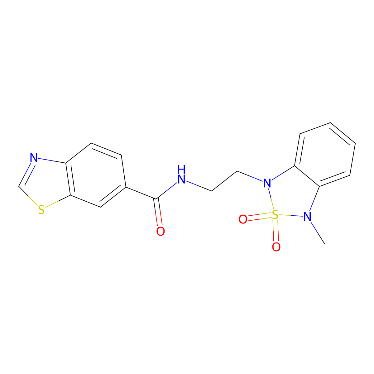 N-(2-(3-methyl-2,2-dioxidobenzo[c][1,2,5]thiadiazol-1(3H)-yl)ethyl)benzo[d]thiazole-6-carboxamide molecular structure, CAS 2034401-07-3