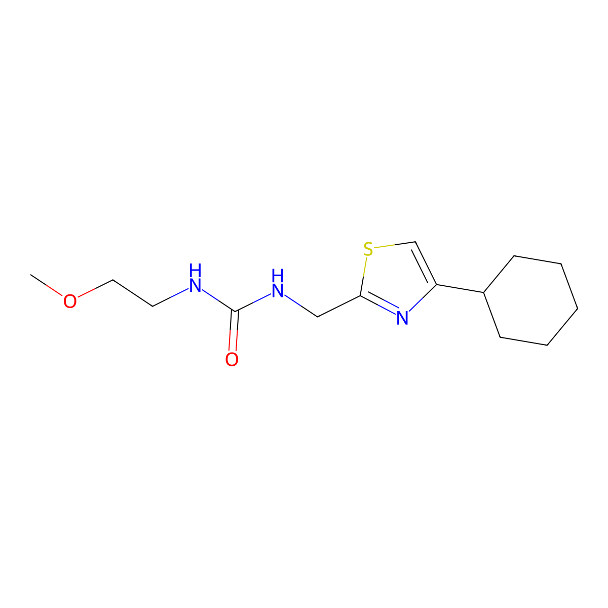 1-((4-Cyclohexylthiazol-2-yl)methyl)-3-(2-methoxyethyl)urea molecular structure, CAS 2034401-10-8