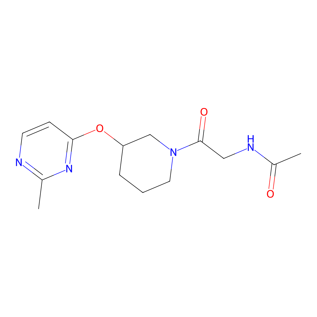 N-(2-(3-((2-methylpyrimidin-4-yl)oxy)piperidin-1-yl)-2-oxoethyl)acetamide molecular structure, CAS 2034401-12-0