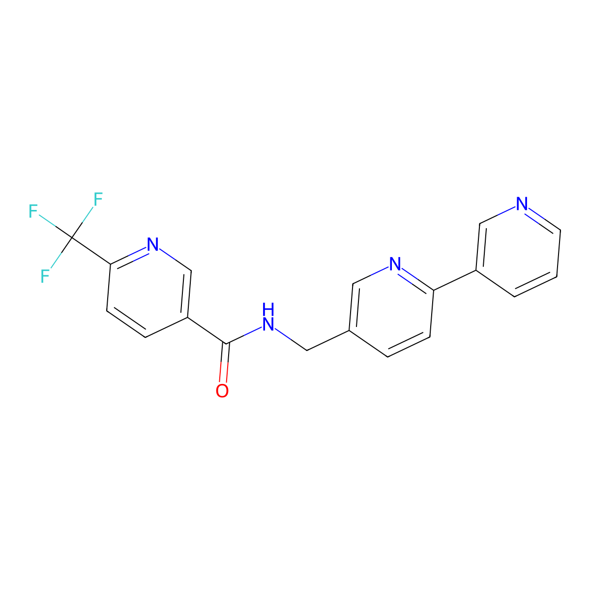 N-({[2,3'-bipyridine]-5-yl}methyl)-6-(trifluoromethyl)pyridine-3-carboxamide molecular structure, CAS 2034401-13-1