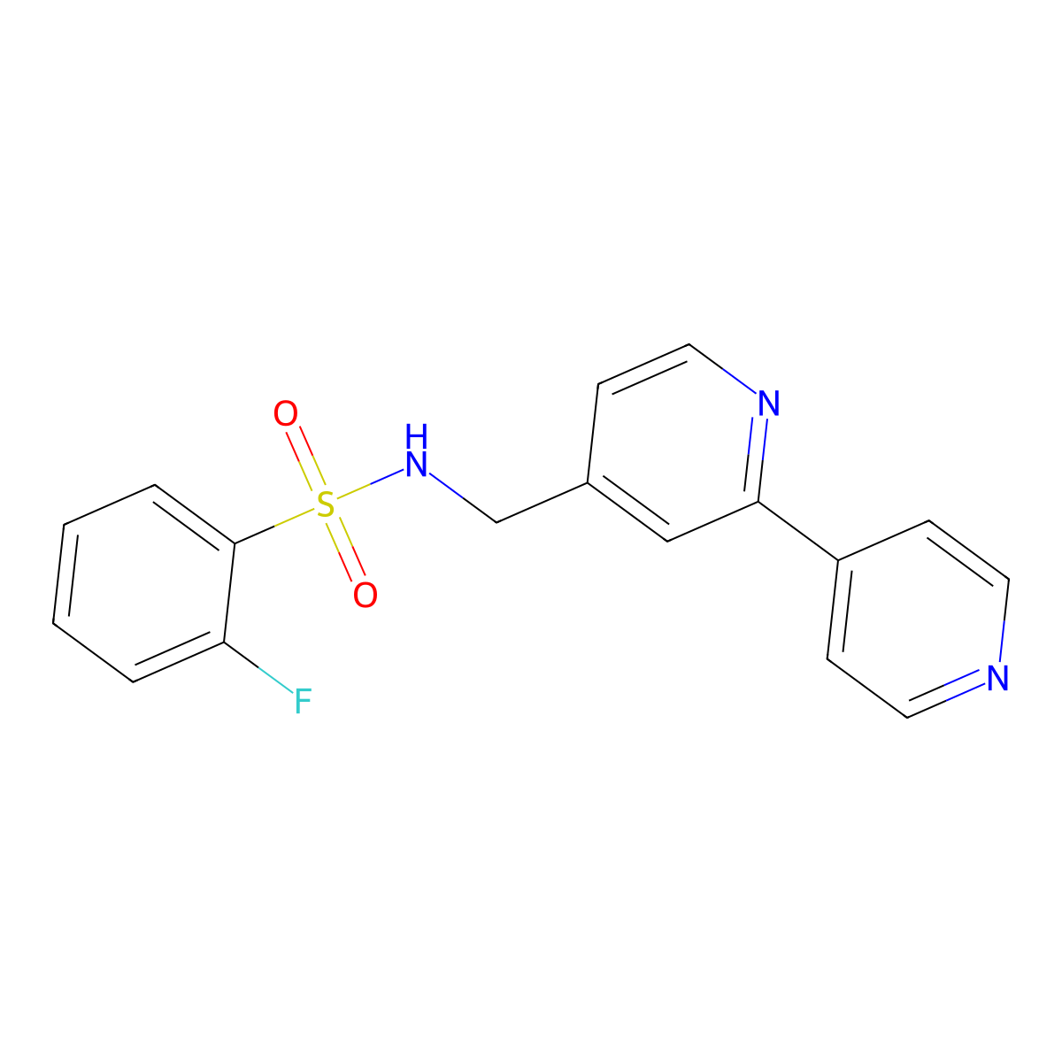 N-([2,4'-bipyridin]-4-ylmethyl)-2-fluorobenzenesulfonamide molecular structure, CAS 2034401-18-6