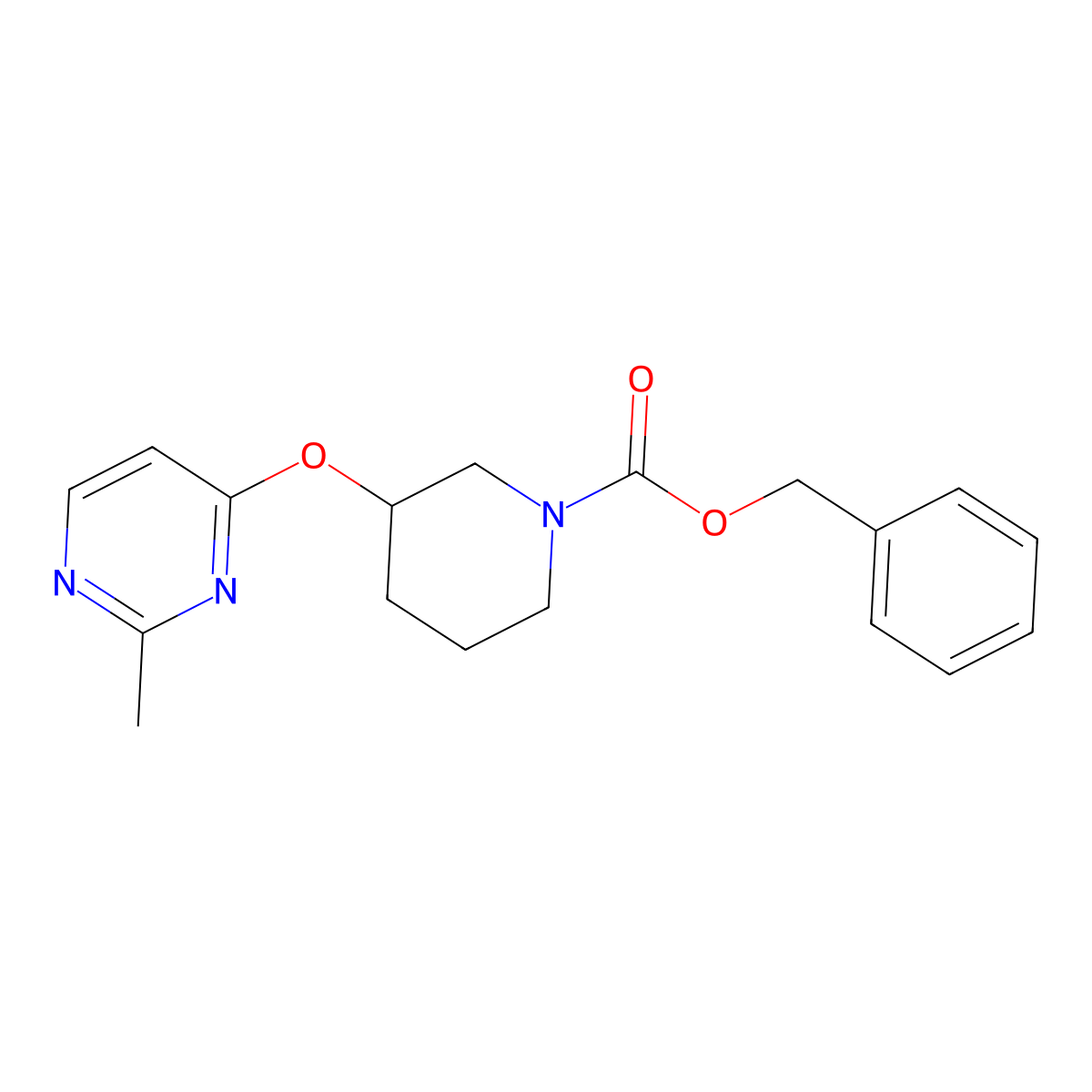 Benzyl 3-((2-methylpyrimidin-4-yl)oxy)piperidine-1-carboxylate molecular structure, CAS 2034401-20-0
