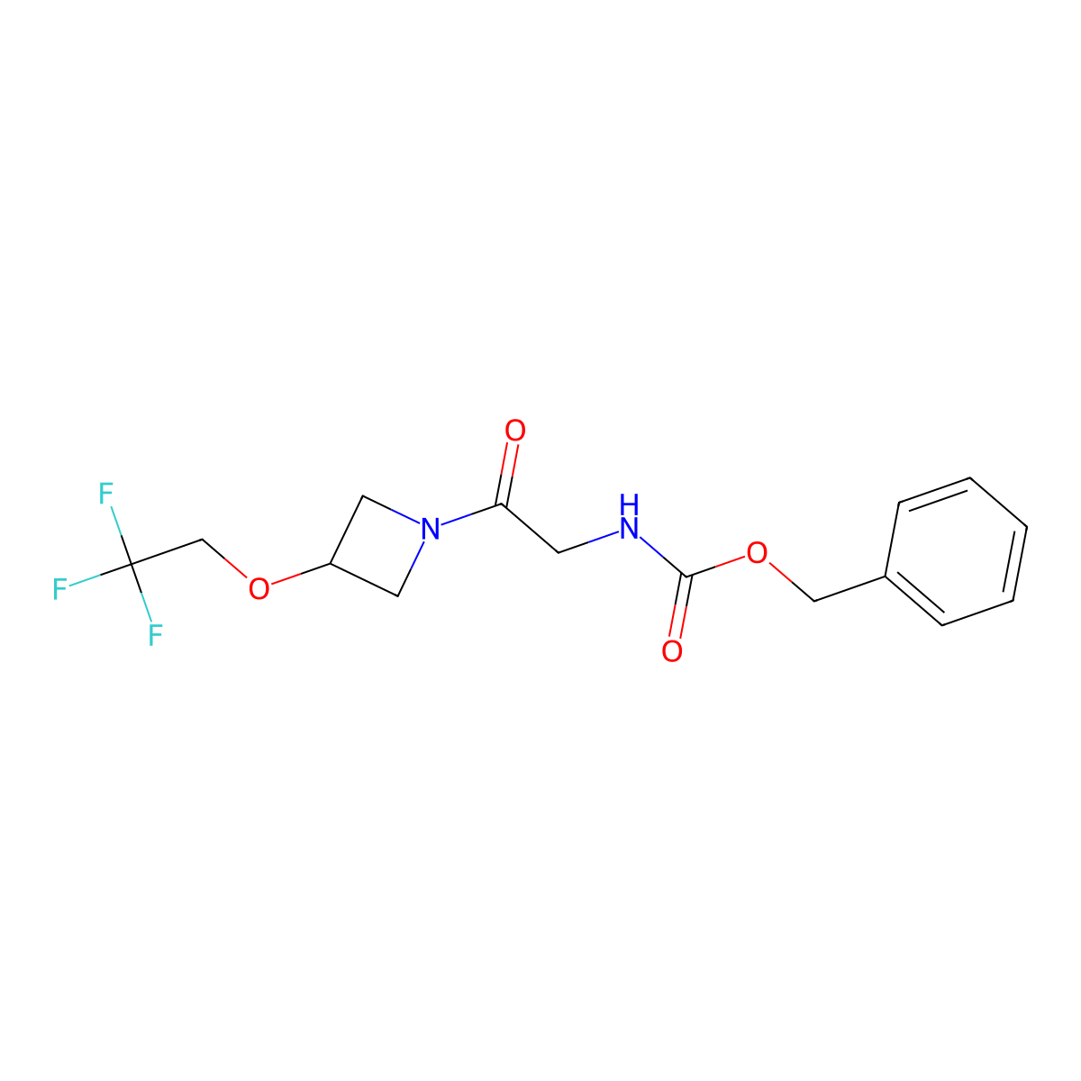 Benzyl (2-oxo-2-(3-(2,2,2-trifluoroethoxy)azetidin-1-yl)ethyl)carbamate molecular structure, CAS 2034401-23-3