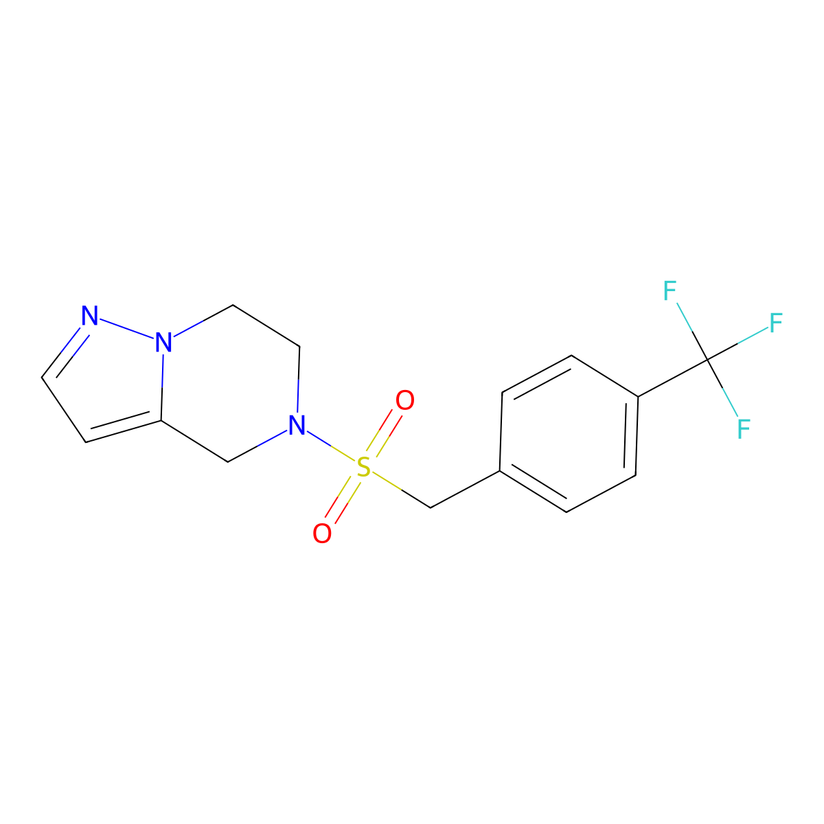 5-((4-(Trifluoromethyl)benzyl)sulfonyl)-4,5,6,7-tetrahydropyrazolo[1,5-a]pyrazine molecular structure, CAS 2034401-44-8