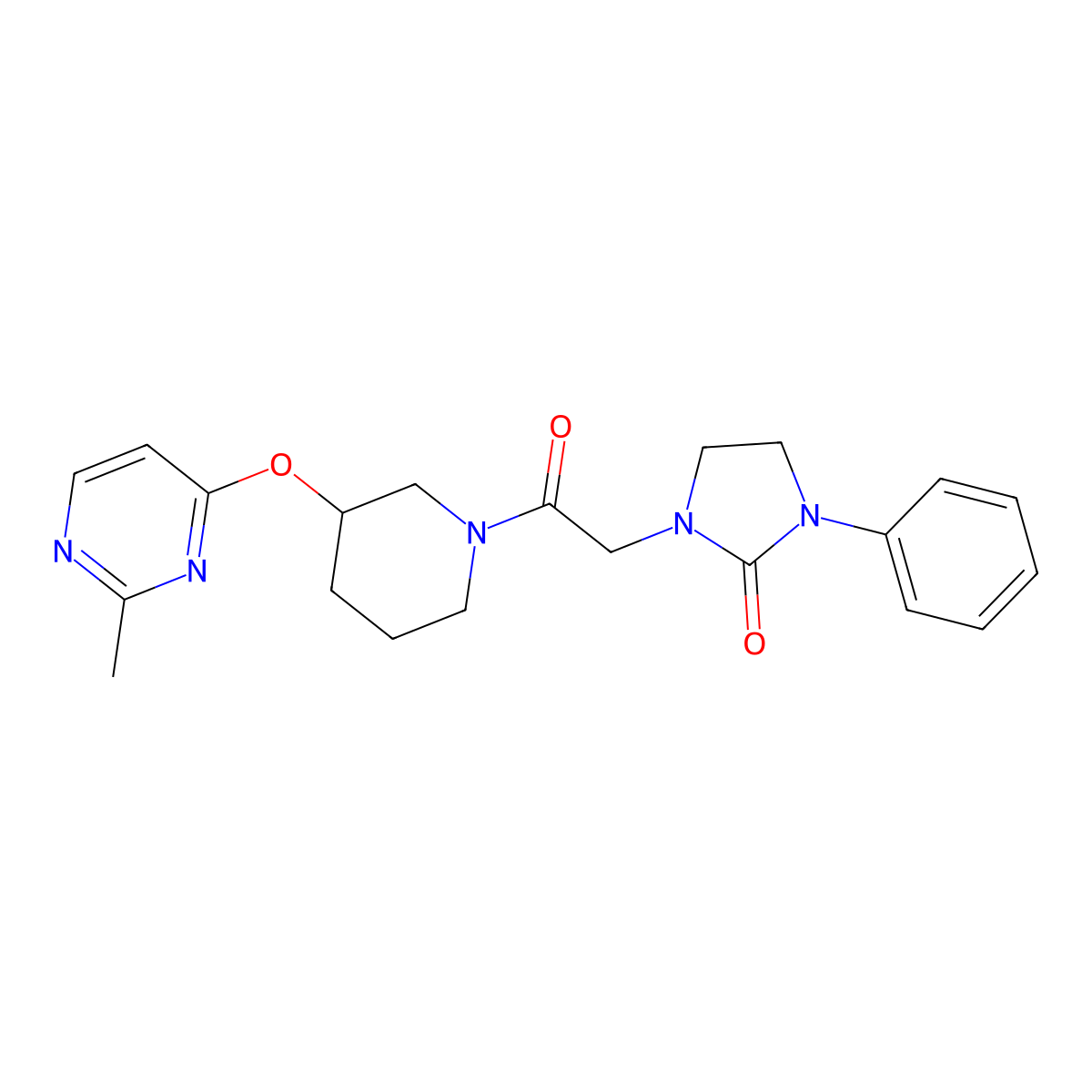 1-(2-{3-[(2-Methylpyrimidin-4-yl)oxy]piperidin-1-yl}-2-oxoethyl)-3-phenylimidazolidin-2-one molecular structure, CAS 2034401-47-1