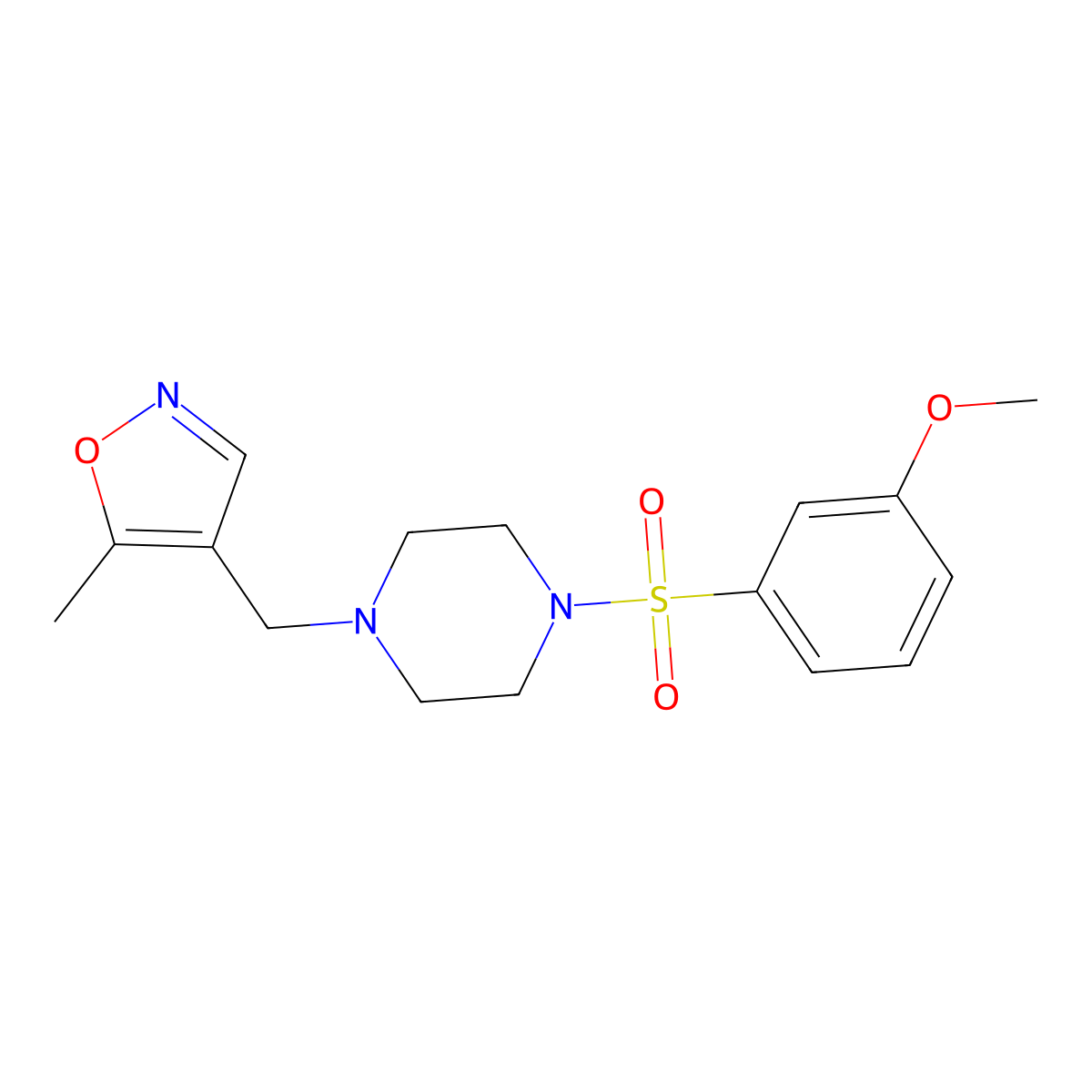 4-((4-((3-Methoxyphenyl)sulfonyl)piperazin-1-yl)methyl)-5-methylisoxazole molecular structure, CAS 2034401-51-7