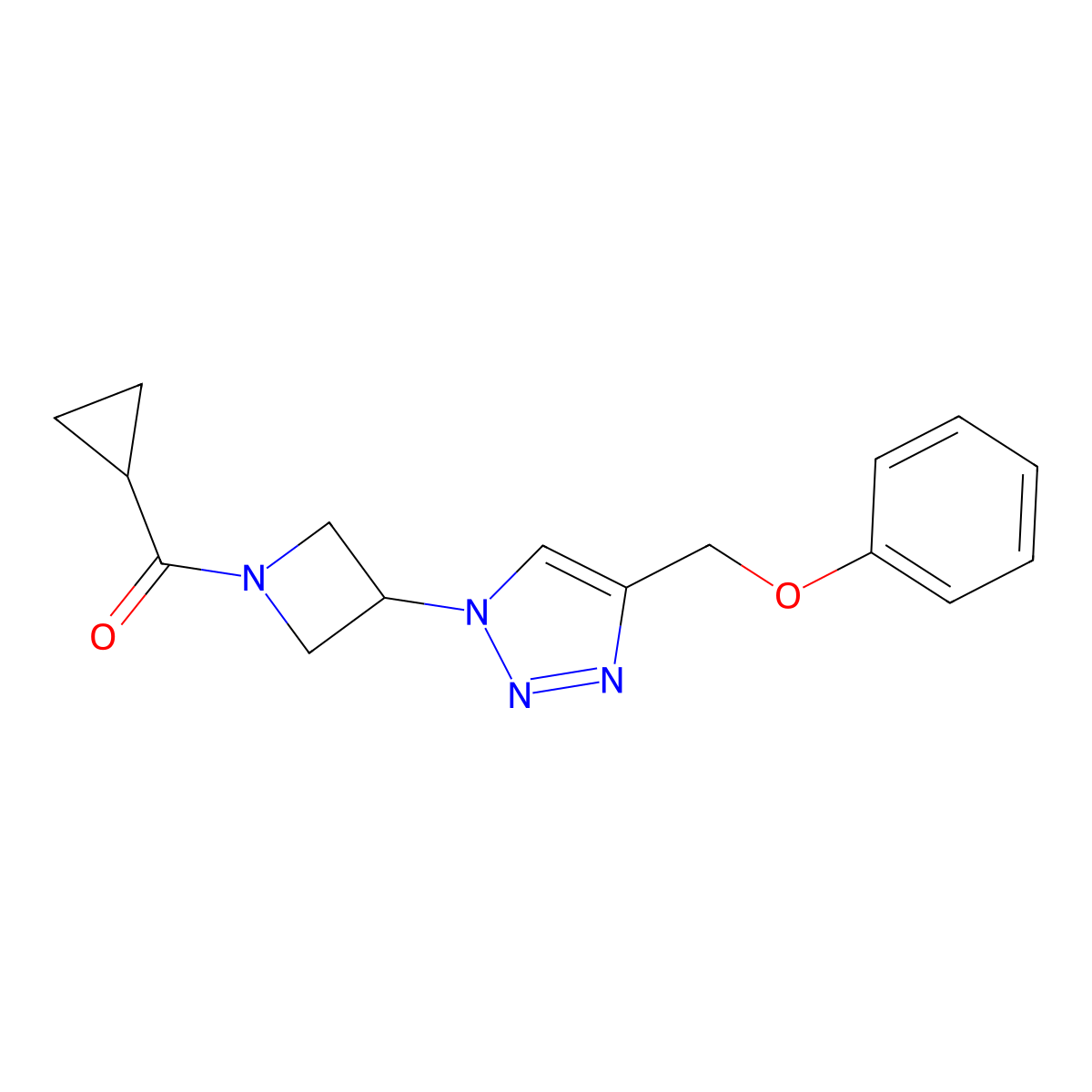 cyclopropyl(3-(4-(phenoxymethyl)-1H-1,2,3-triazol-1-yl)azetidin-1-yl)methanone molecular structure, CAS 2034401-55-1