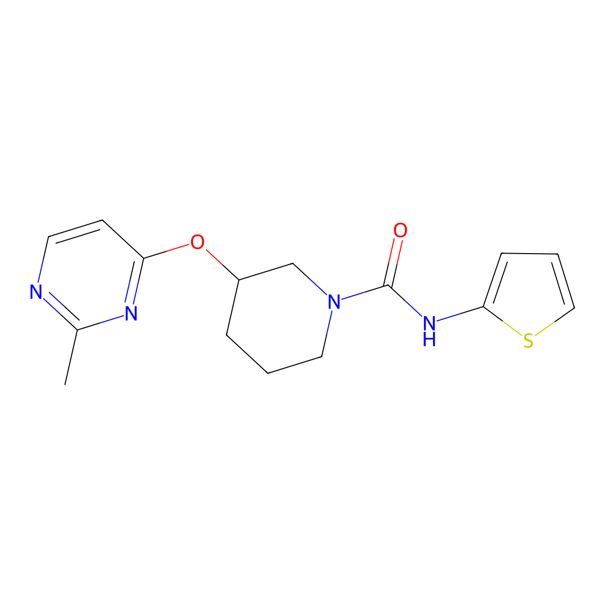 3-[(2-methylpyrimidin-4-yl)oxy]-N-(thiophen-2-yl)piperidine-1-carboxamide molecular structure, CAS 2034401-57-3