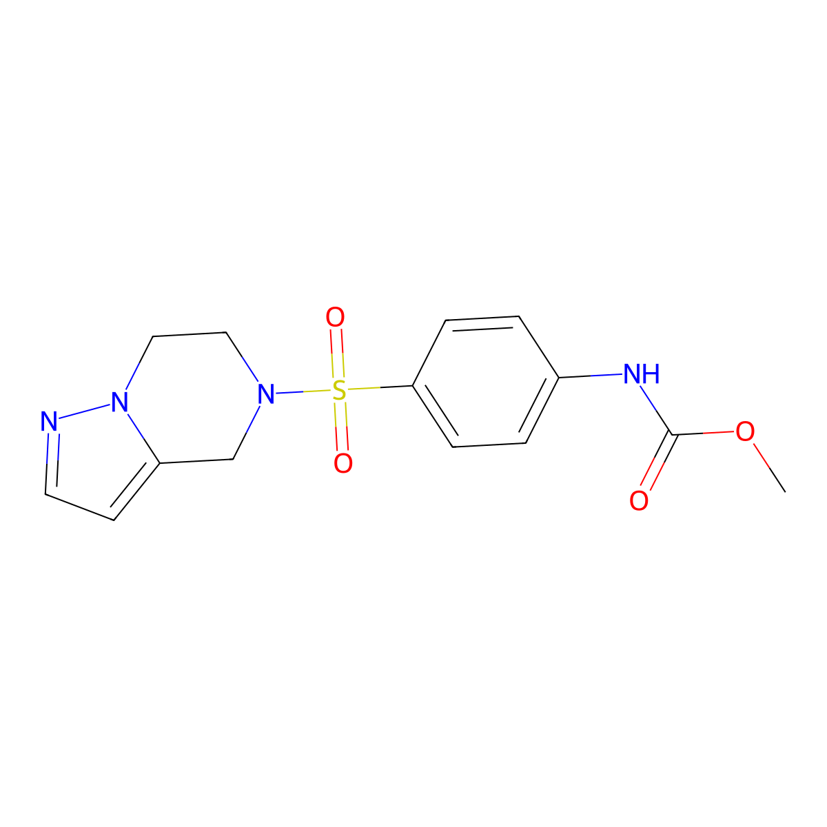 methyl (4-((6,7-dihydropyrazolo[1,5-a]pyrazin-5(4H)-yl)sulfonyl)phenyl)carbamate molecular structure, CAS 2034401-62-0