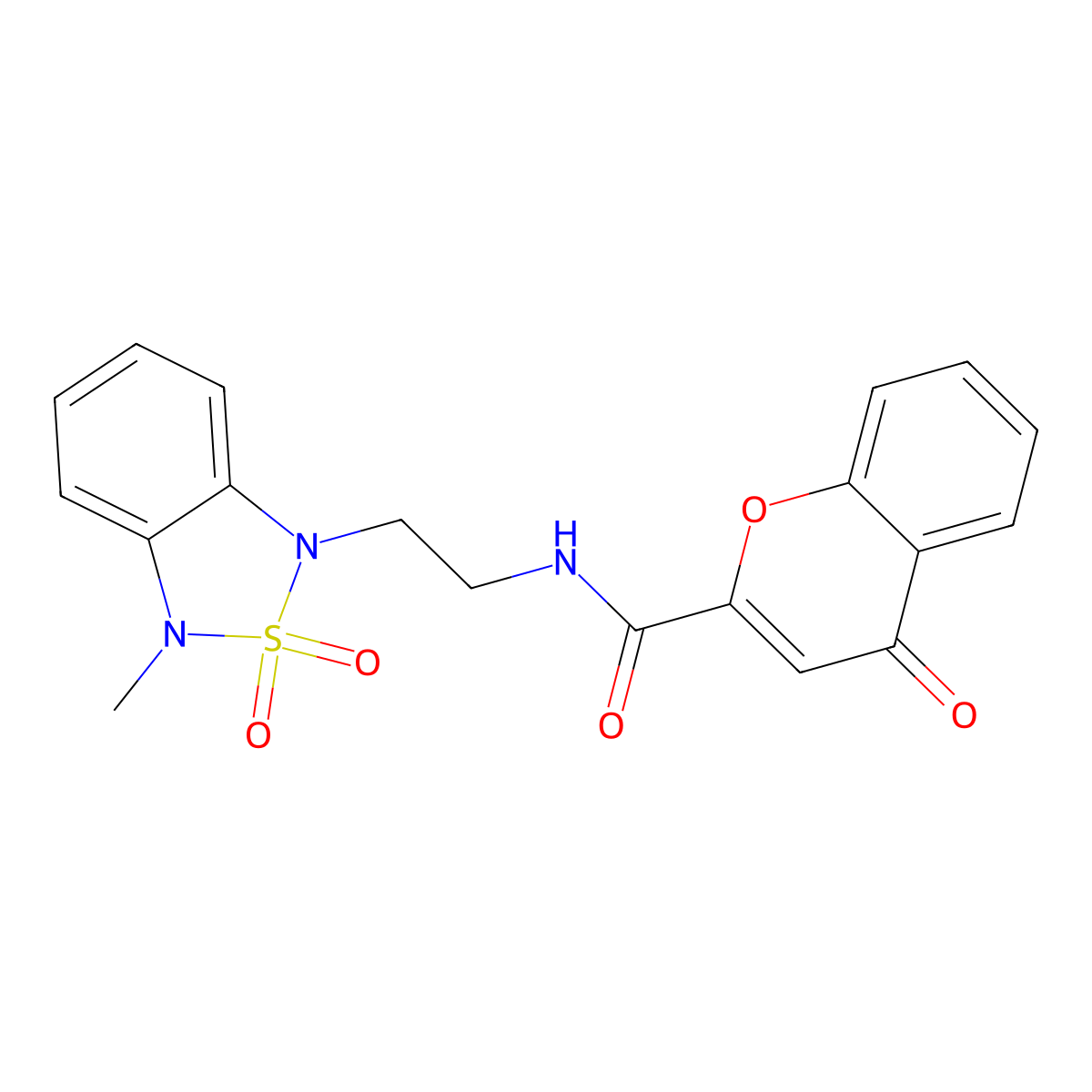 N-(2-(3-methyl-2,2-dioxidobenzo[c][1,2,5]thiadiazol-1(3H)-yl)ethyl)-4-oxo-4H-chromene-2-carboxamide molecular structure, CAS 2034401-63-1