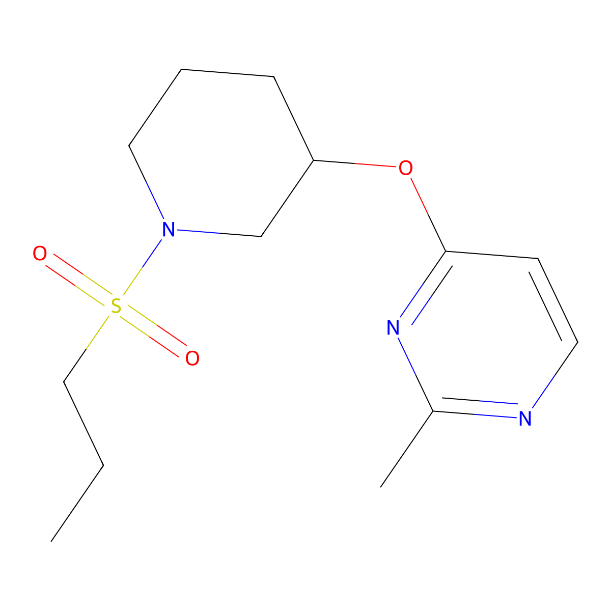 2-Methyl-4-((1-(propylsulfonyl)piperidin-3-yl)oxy)pyrimidine molecular structure, CAS 2034401-70-0