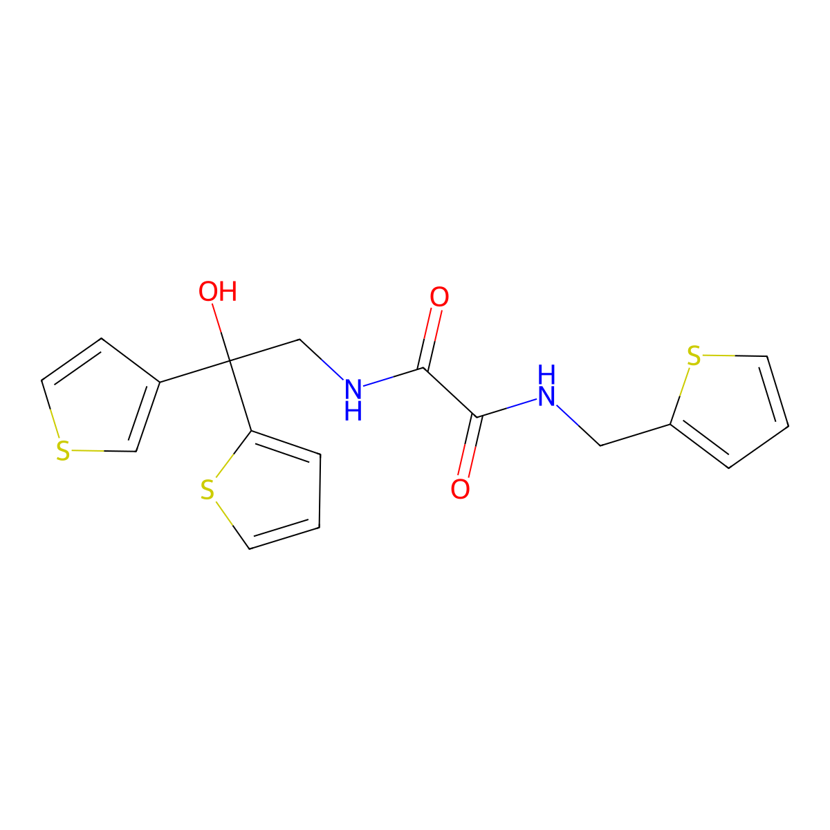 N1-(2-hydroxy-2-(thiophen-2-yl)-2-(thiophen-3-yl)ethyl)-N2-(thiophen-2-ylmethyl)oxalamide molecular structure, CAS 2034401-71-1