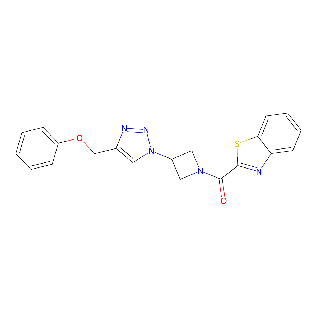 benzo[d]thiazol-2-yl(3-(4-(phenoxymethyl)-1H-1,2,3-triazol-1-yl)azetidin-1-yl)methanone molecular structure, CAS 2034401-80-2