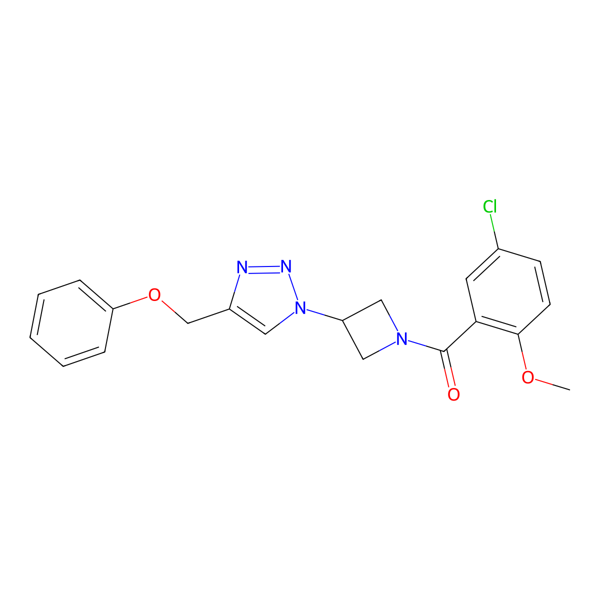 (5-chloro-2-methoxyphenyl)(3-(4-(phenoxymethyl)-1H-1,2,3-triazol-1-yl)azetidin-1-yl)methanone molecular structure, CAS 2034401-95-9