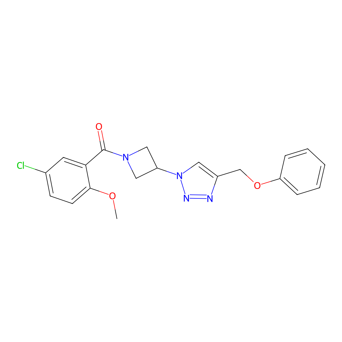 (5-chloro-2-methoxyphenyl)(3-(4-(phenoxymethyl)-1H-1,2,3-triazol-1-yl)azetidin-1-yl)methanone molecular structure, CAS 2034401-95-9