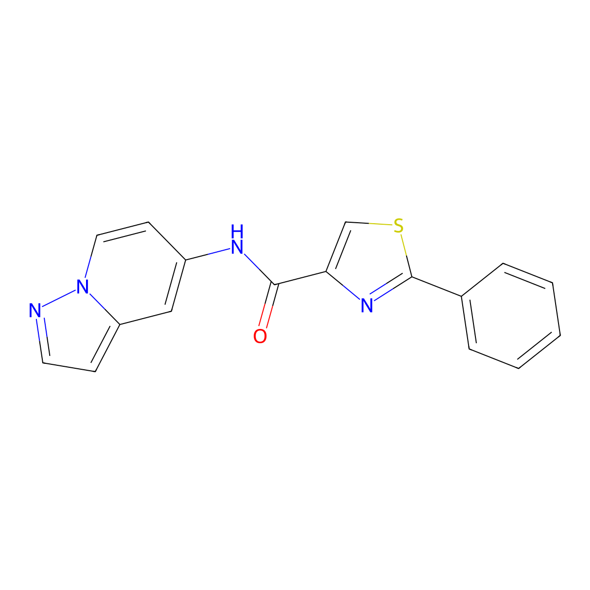 2-phenyl-N-(pyrazolo[1,5-a]pyridin-5-yl)thiazole-4-carboxamide molecular structure, CAS 2034402-04-3
