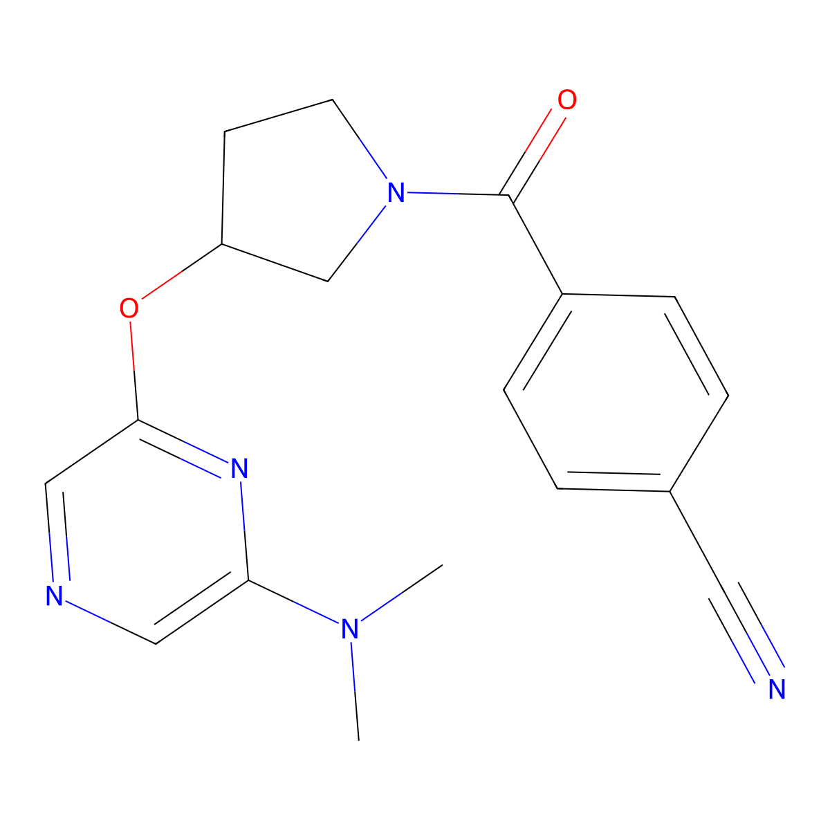 4-(3-{[6-(Dimethylamino)pyrazin-2-yl]oxy}pyrrolidine-1-carbonyl)benzonitrile molecular structure, CAS 2034402-05-4