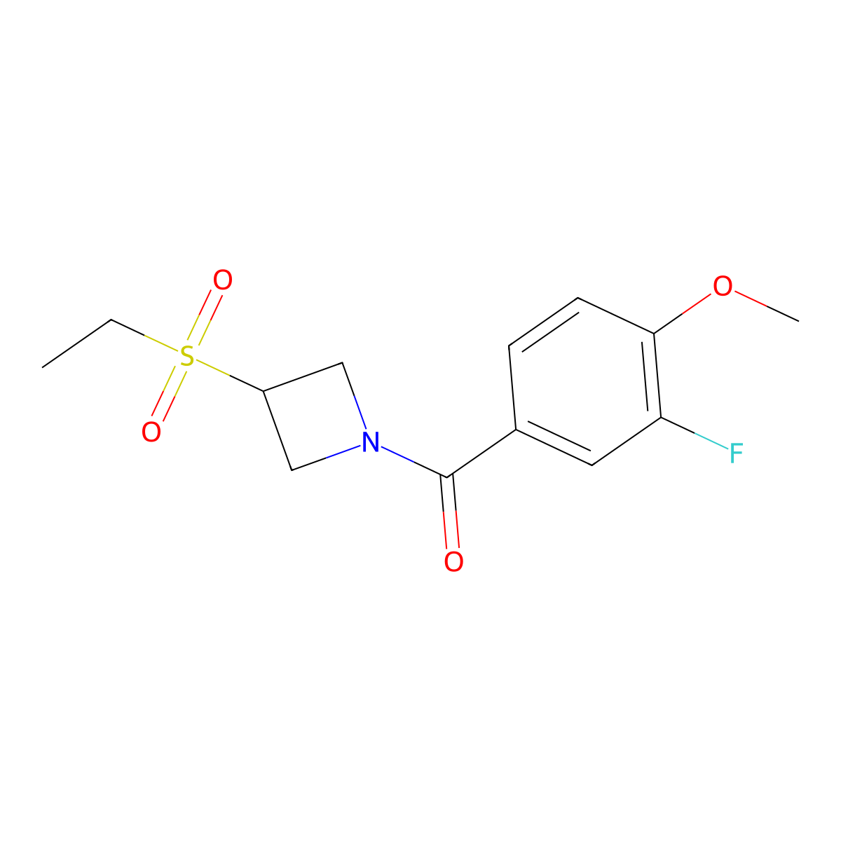 (3-(Ethylsulfonyl)azetidin-1-yl)(3-fluoro-4-methoxyphenyl)methanone molecular structure, CAS 2034402-07-6
