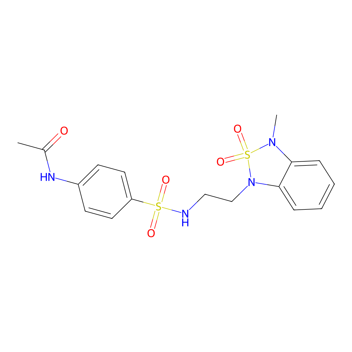 N-(4-(N-(2-(3-methyl-2,2-dioxidobenzo[c][1,2,5]thiadiazol-1(3H)-yl)ethyl)sulfamoyl)phenyl)acetamide molecular structure, CAS 2034402-08-7