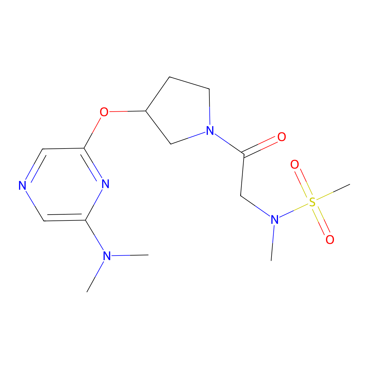 N-[2-(3-{[6-(dimethylamino)pyrazin-2-yl]oxy}pyrrolidin-1-yl)-2-oxoethyl]-N-methylmethanesulfonamide molecular structure, CAS 2034402-13-4