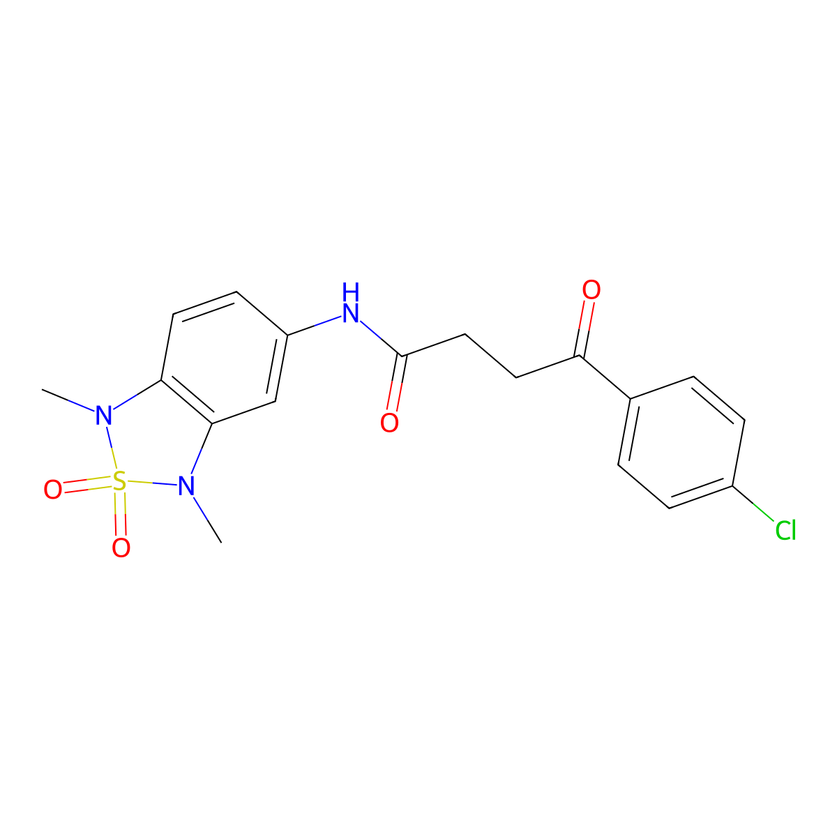 4-(4-chlorophenyl)-N-(1,3-dimethyl-2,2-dioxido-1,3-dihydrobenzo[c][1,2,5]thiadiazol-5-yl)-4-oxobutanamide molecular structure, CAS 2034402-15-6