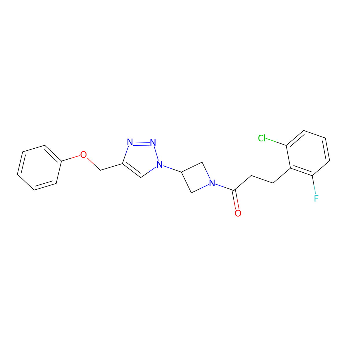 3-(2-chloro-6-fluorophenyl)-1-(3-(4-(phenoxymethyl)-1H-1,2,3-triazol-1-yl)azetidin-1-yl)propan-1-one molecular structure, CAS 2034402-18-9