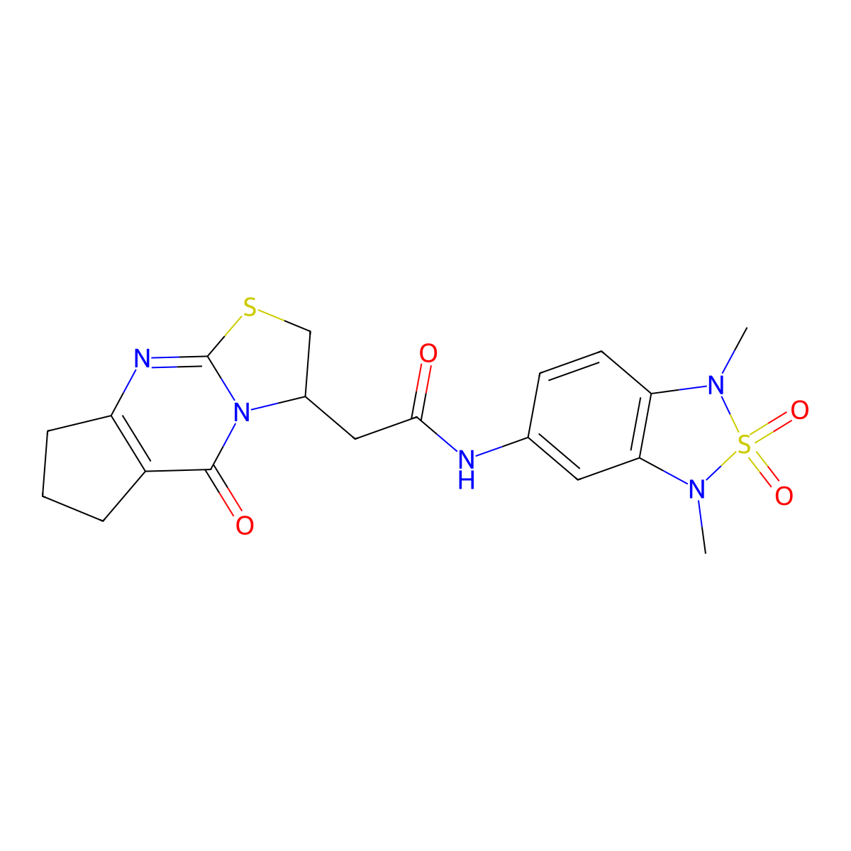 N-(1,3-dimethyl-2,2-dioxo-1,3-dihydro-2lambda6,1,3-benzothiadiazol-5-yl)-2-{2-oxo-10-thia-1,8-diazatricyclo[7.3.0.0^{3,7}]dodeca-3(7),8-dien-12-yl}acetamide molecular structure, CAS 2034402-23-6
