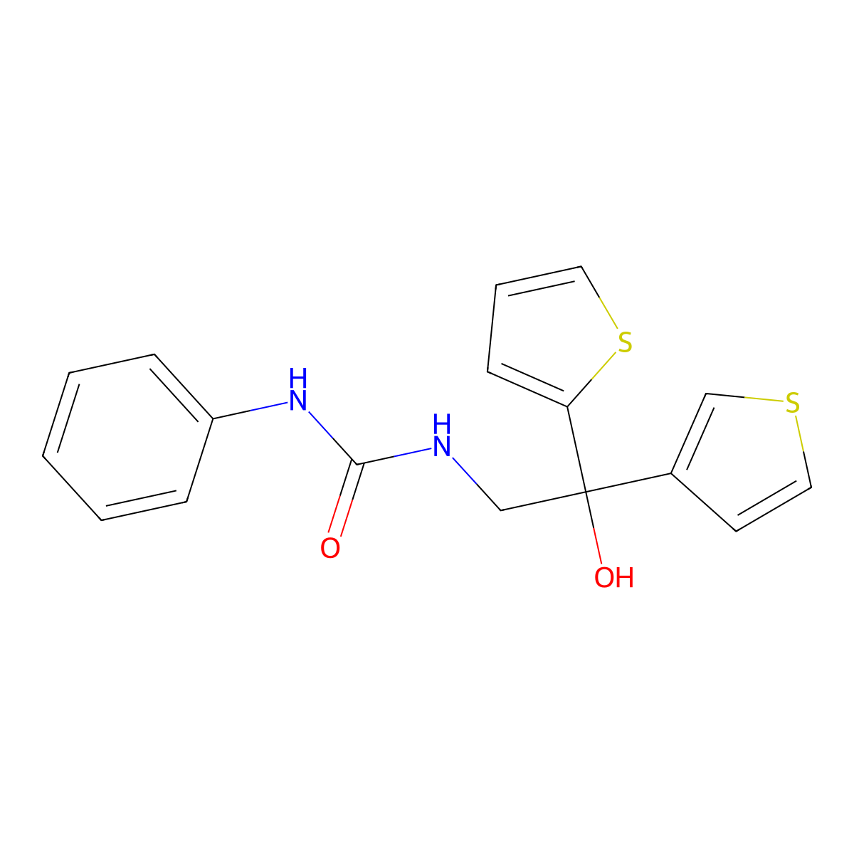 1-(2-Hydroxy-2-(thiophen-2-yl)-2-(thiophen-3-yl)ethyl)-3-phenylurea molecular structure, CAS 2034402-24-7
