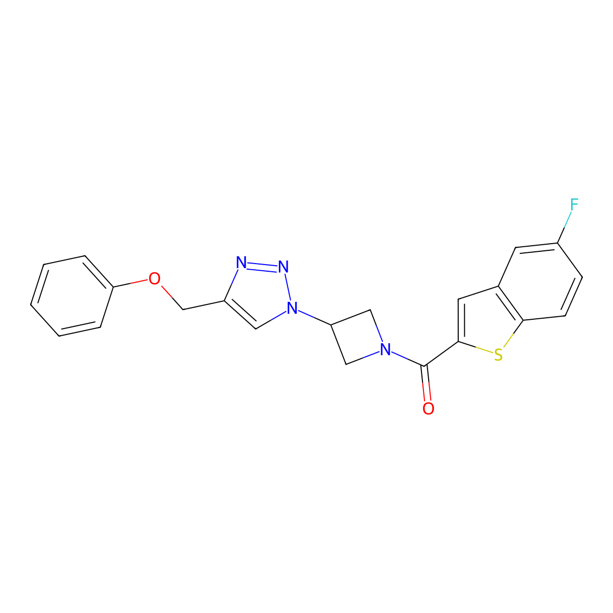 (5-fluorobenzo[b]thiophen-2-yl)(3-(4-(phenoxymethyl)-1H-1,2,3-triazol-1-yl)azetidin-1-yl)methanone molecular structure, CAS 2034402-25-8