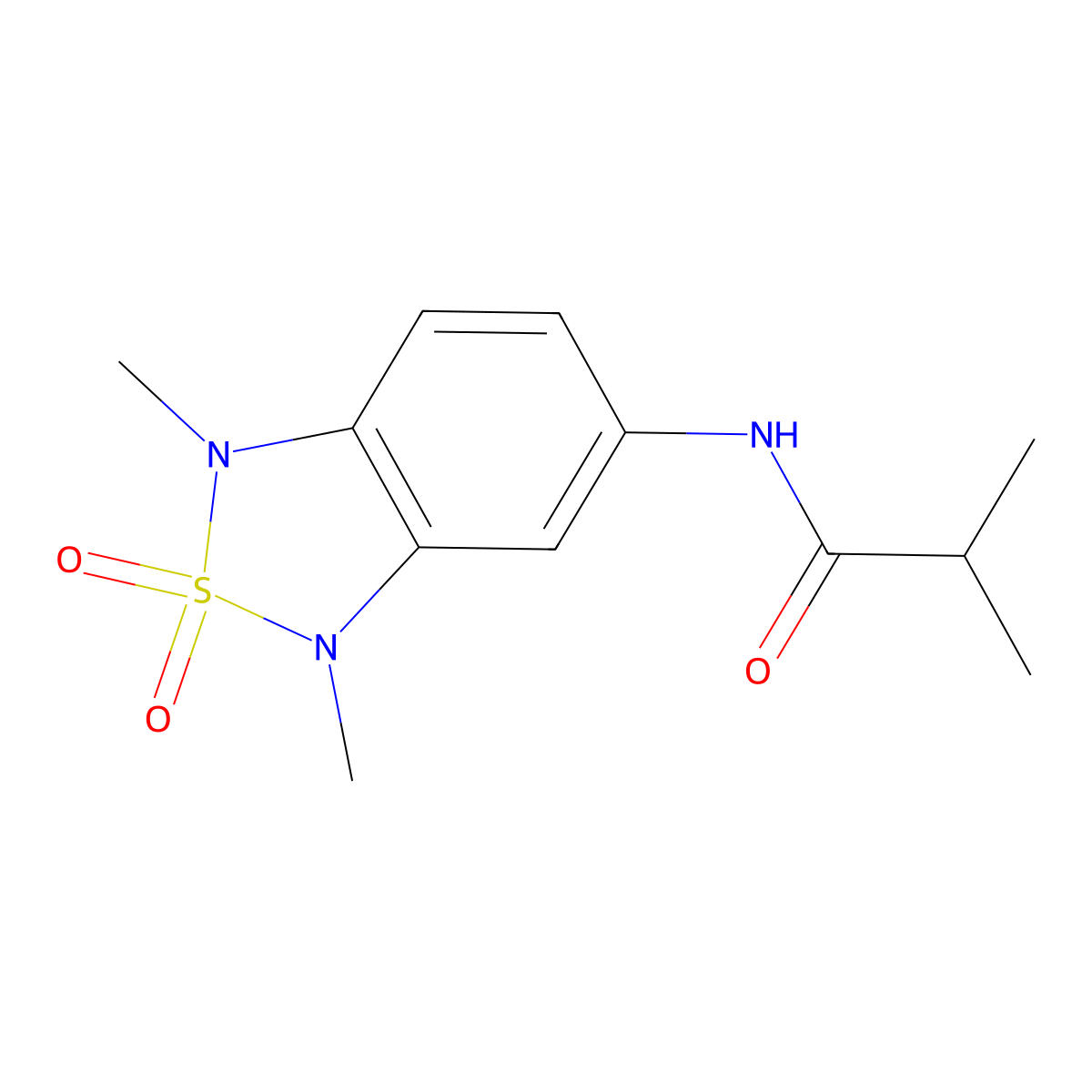 N-(1,3-dimethyl-2,2-dioxido-1,3-dihydrobenzo[c][1,2,5]thiadiazol-5-yl)isobutyramide molecular structure, CAS 2034402-29-2