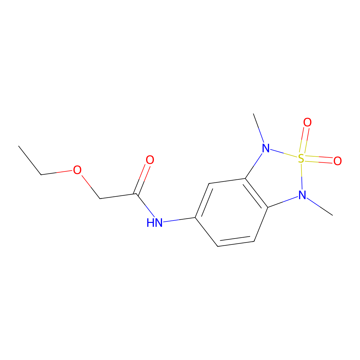 N-(1,3-dimethyl-2,2-dioxido-1,3-dihydrobenzo[c][1,2,5]thiadiazol-5-yl)-2-ethoxyacetamide molecular structure, CAS 2034402-36-1