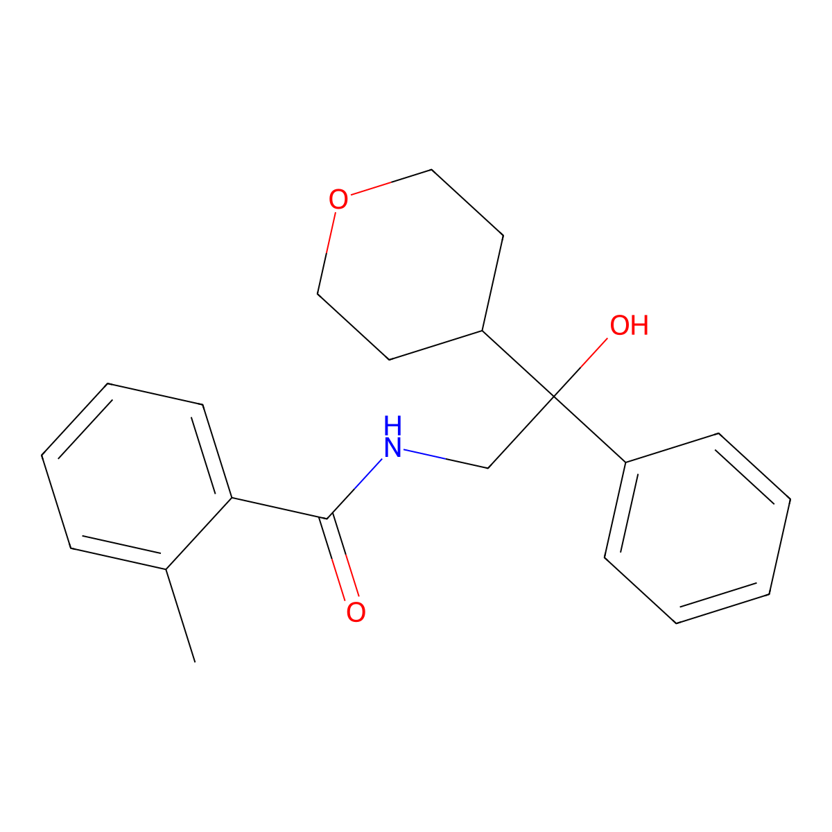 N-[2-hydroxy-2-(oxan-4-yl)-2-phenylethyl]-2-methylbenzamide molecular structure, CAS 2034402-45-2