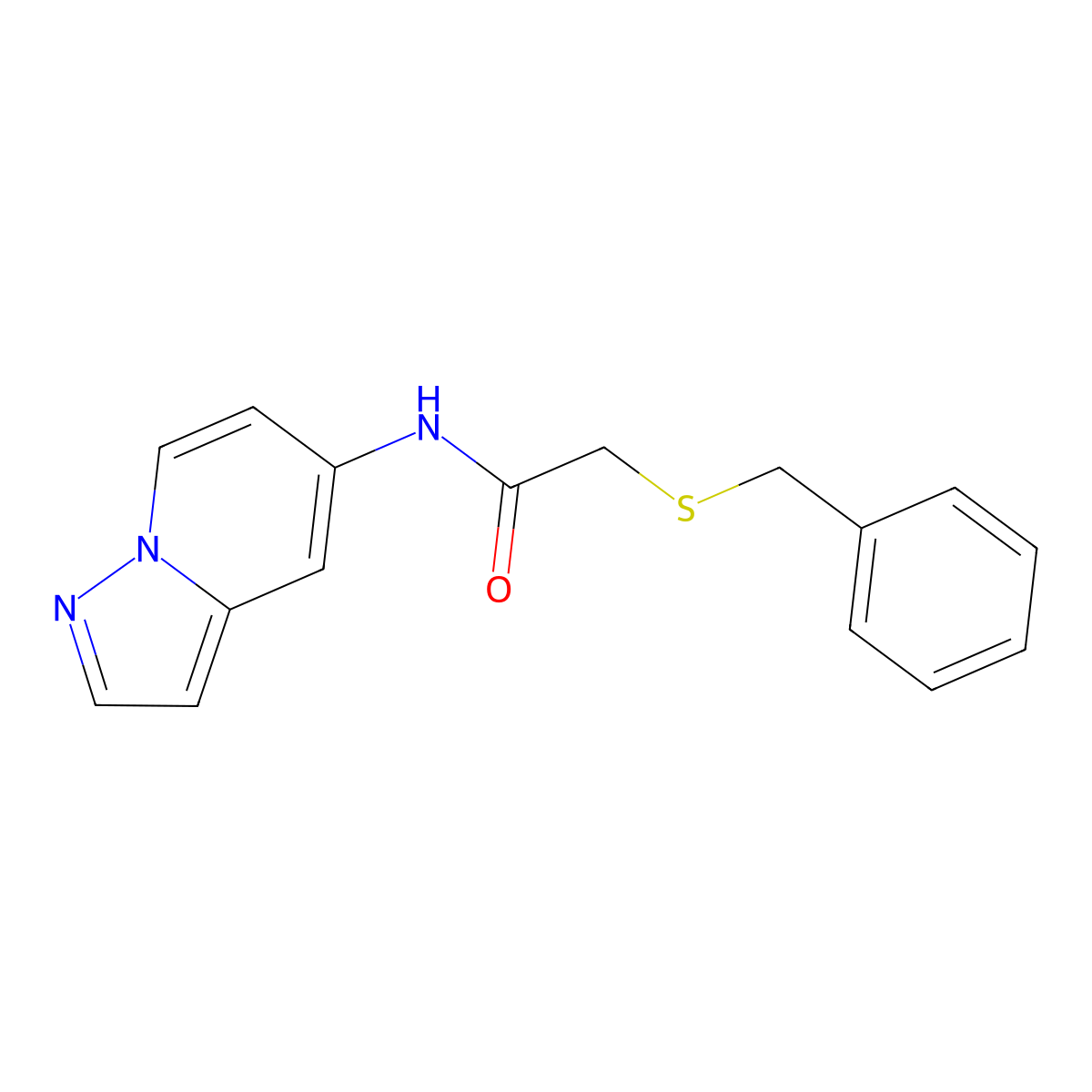 2-(benzylthio)-N-(pyrazolo[1,5-a]pyridin-5-yl)acetamide molecular structure, CAS 2034402-47-4