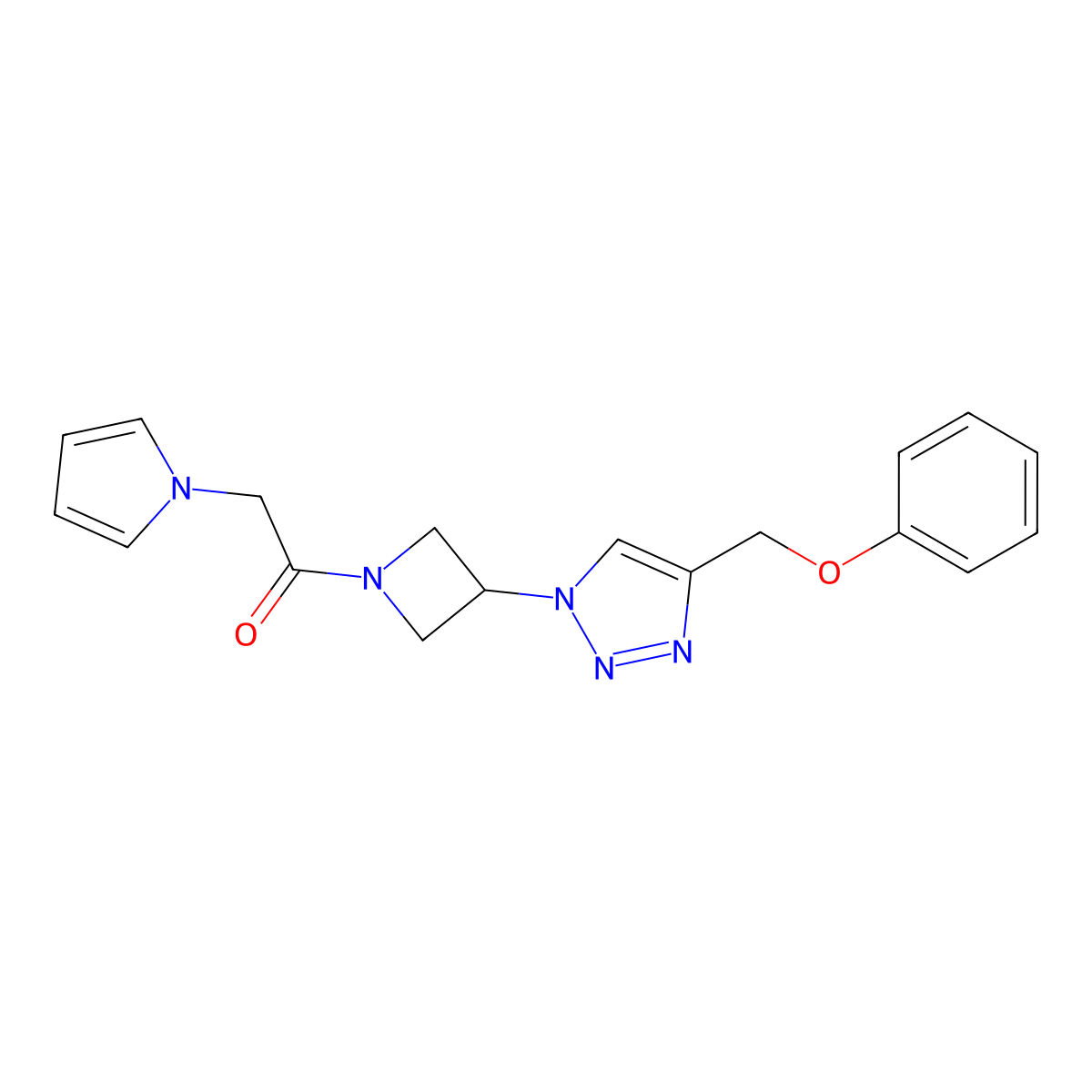 1-(3-(4-(phenoxymethyl)-1H-1,2,3-triazol-1-yl)azetidin-1-yl)-2-(1H-pyrrol-1-yl)ethanone molecular structure, CAS 2034402-56-5